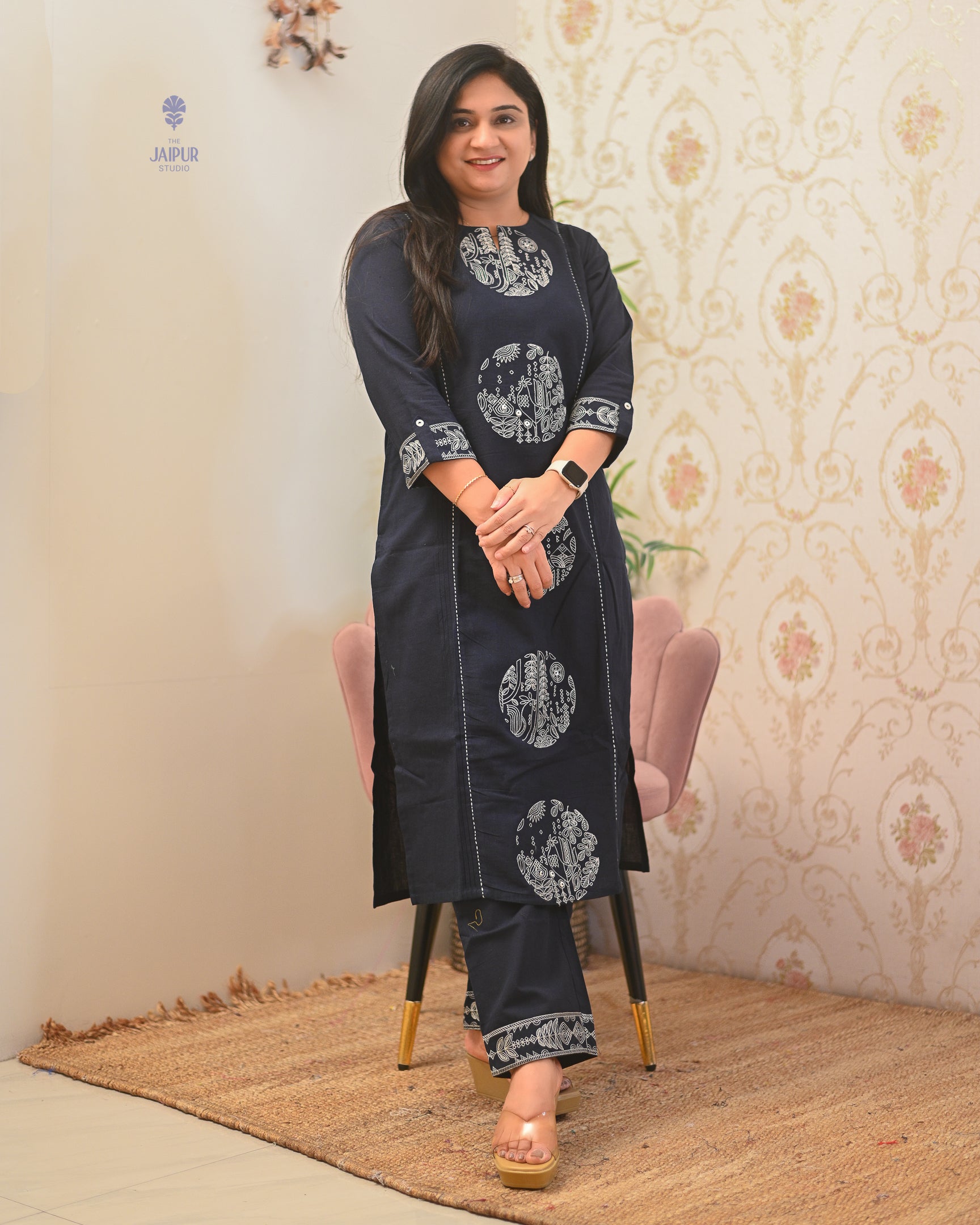 Chahat Cotton Embroidered Pant Set - The Jaipur Studio