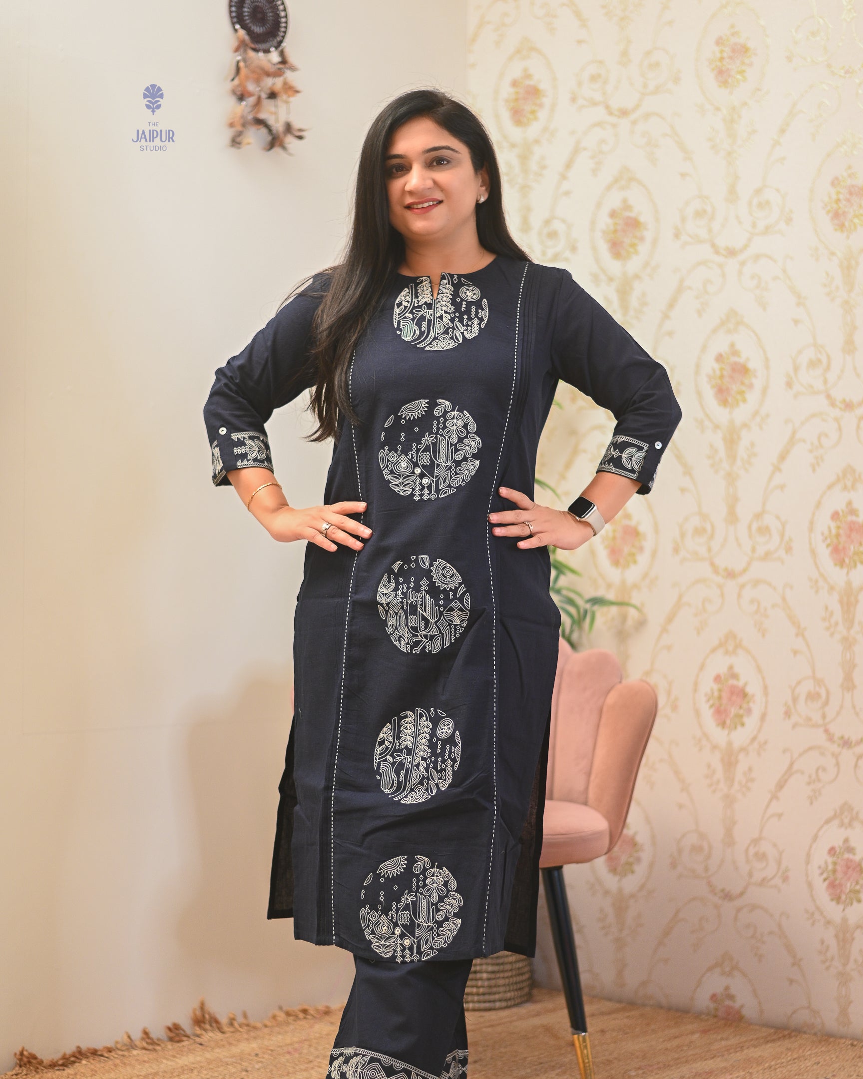 Chahat Cotton Embroidered Pant Set - The Jaipur Studio