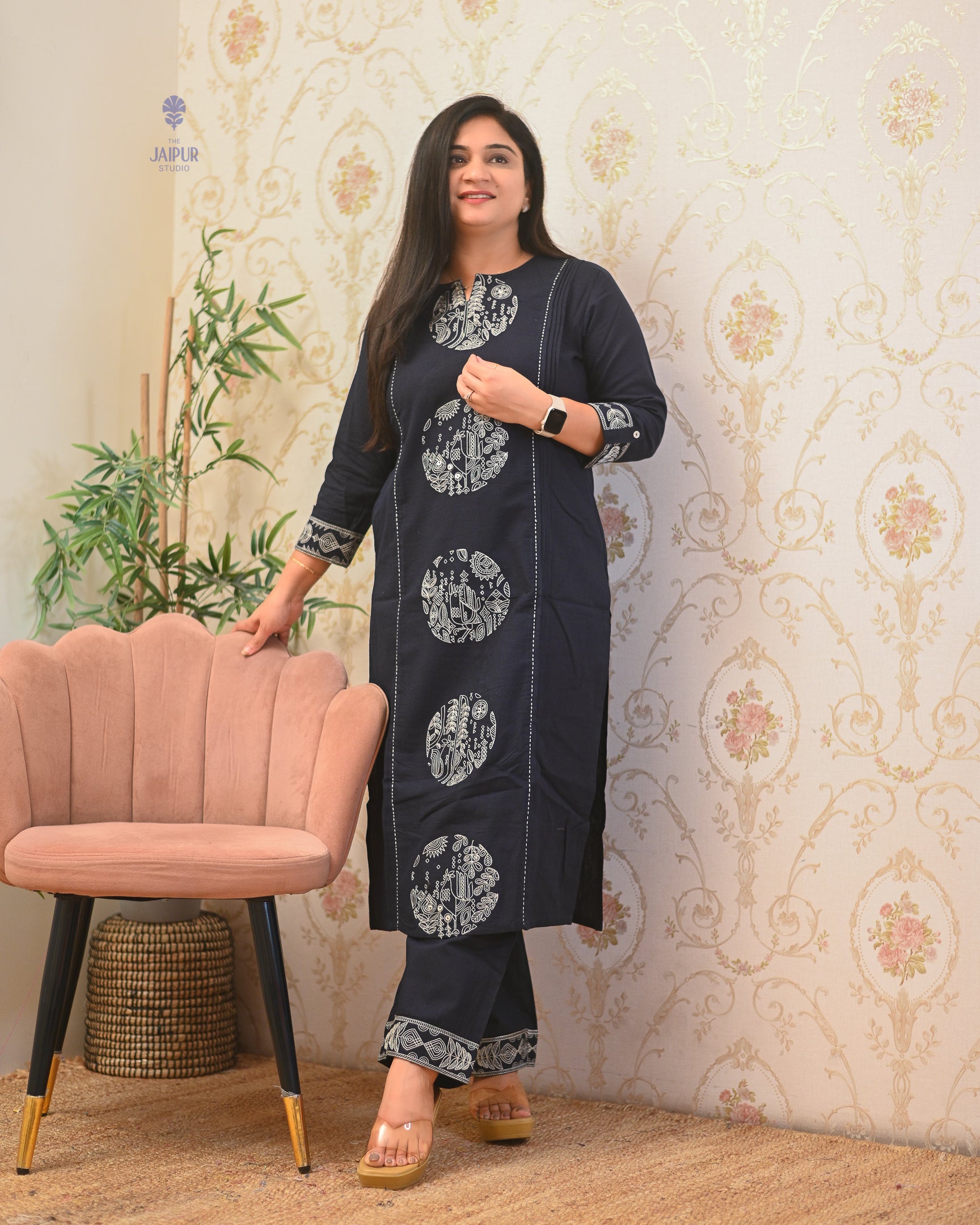 Chahat Cotton Embroidered Pant Set - The Jaipur Studio
