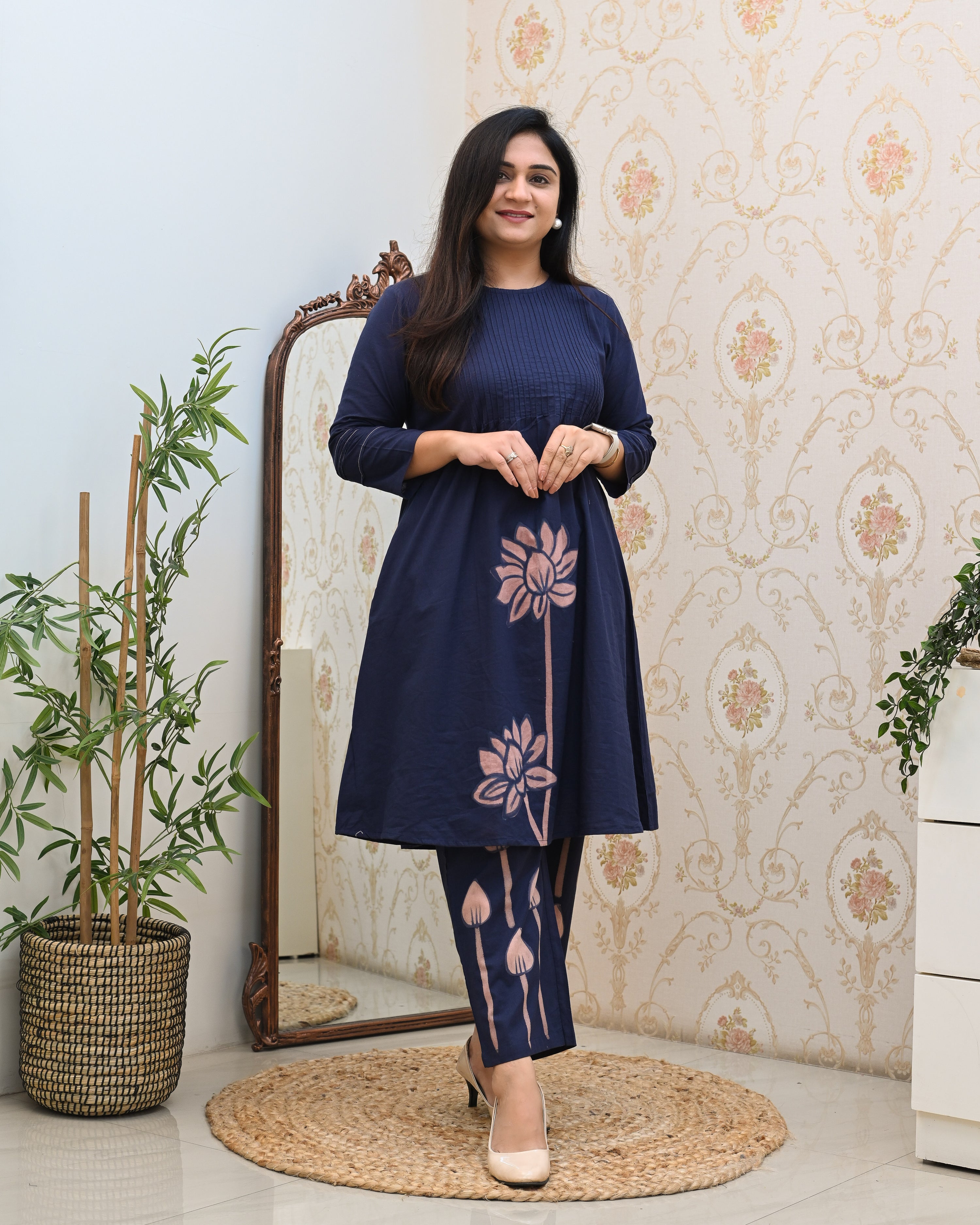 Cotton Handbrush Painted A-line Coord Set - The Jaipur Studio