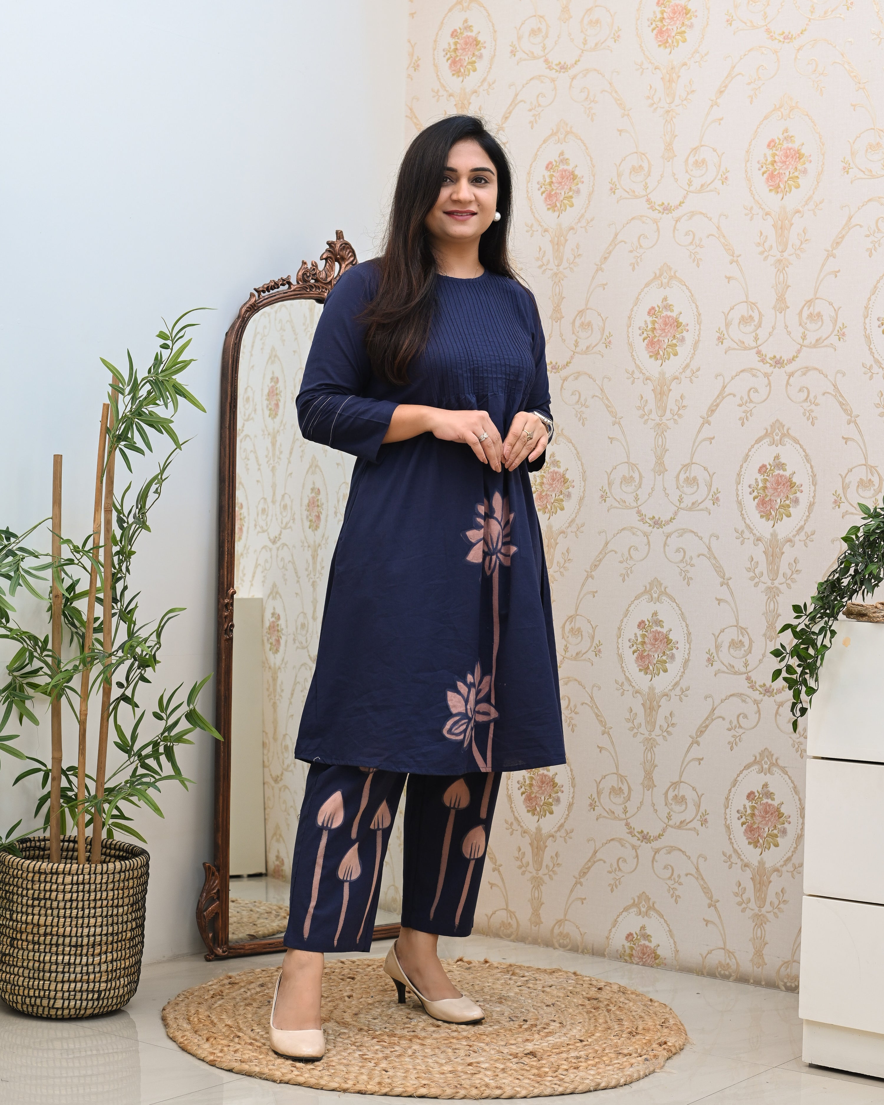 Cotton Handbrush Painted A-line Coord Set - The Jaipur Studio