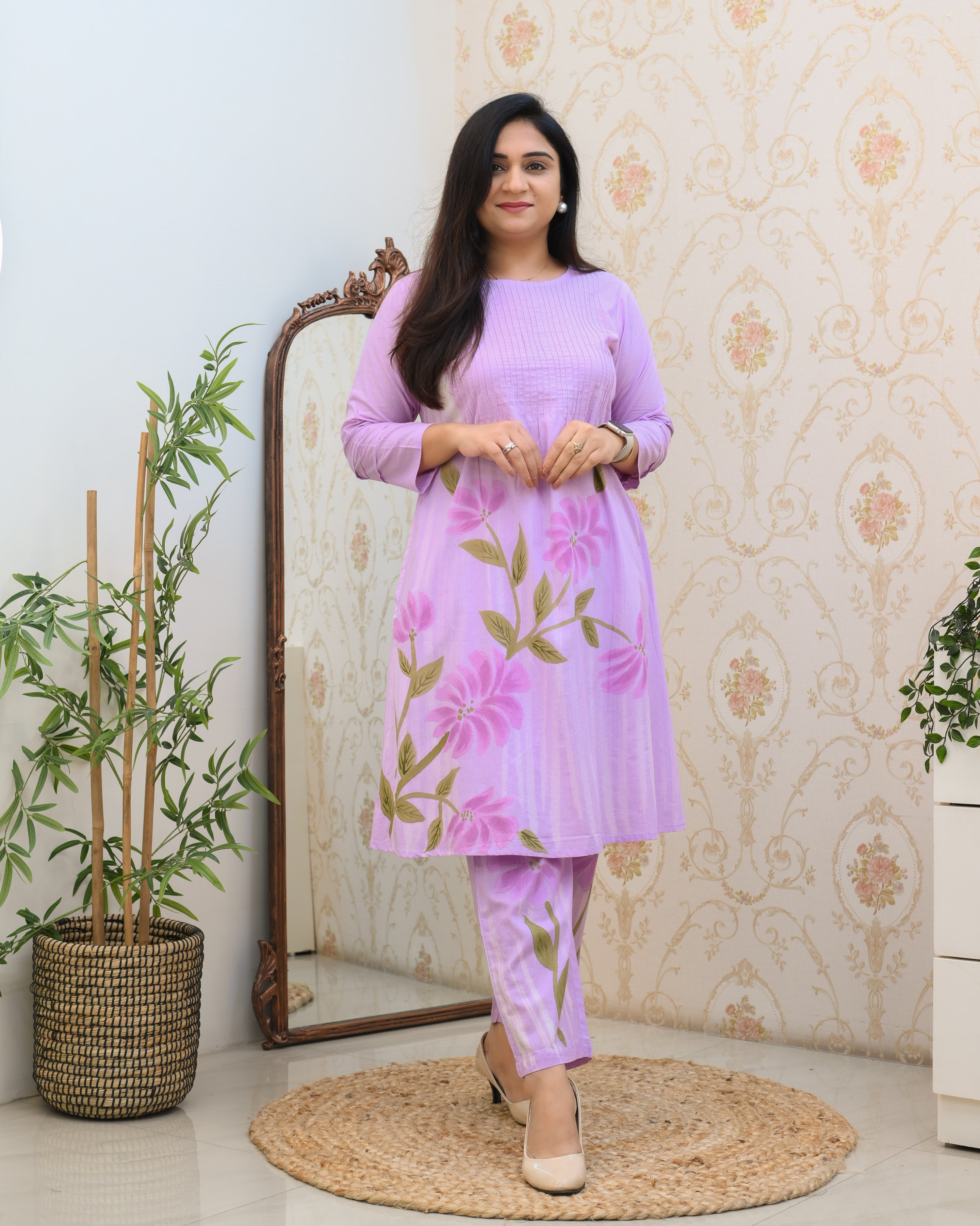 Cotton Handbrush Painted A-line Coord Set - The Jaipur Studio
