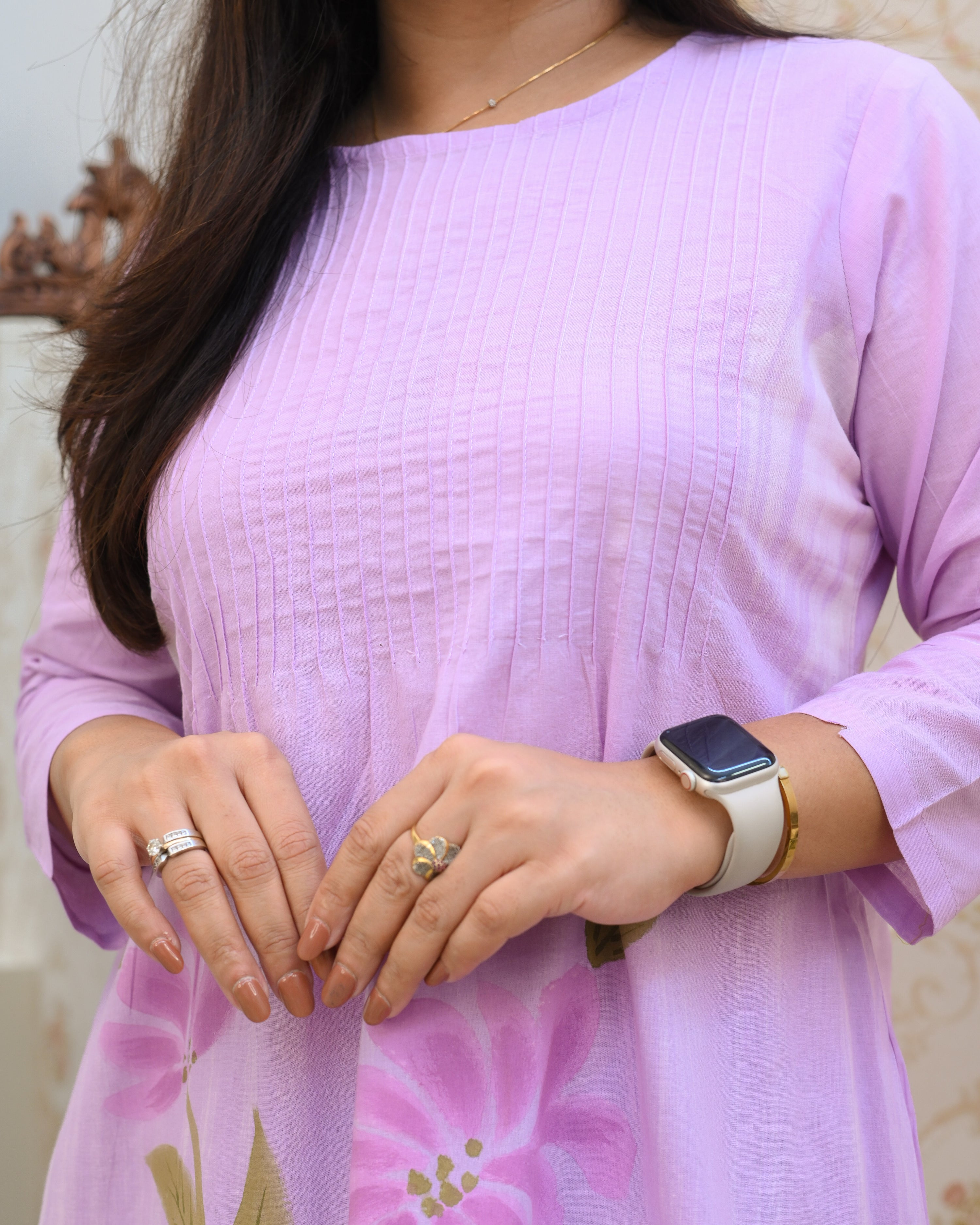 Cotton Handbrush Painted A-line Coord Set - The Jaipur Studio