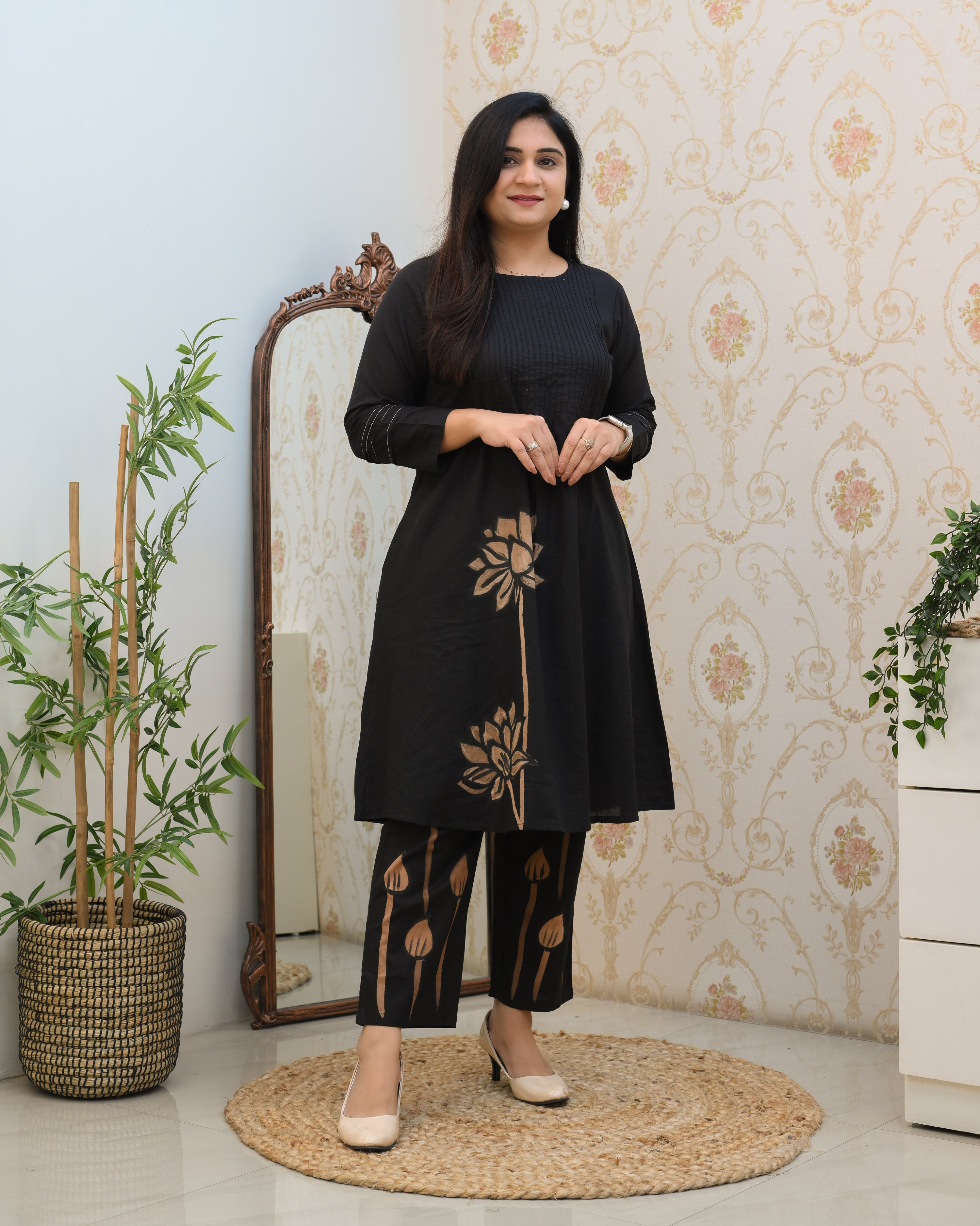 Cotton Handbrush Painted A-line Coord Set - The Jaipur Studio