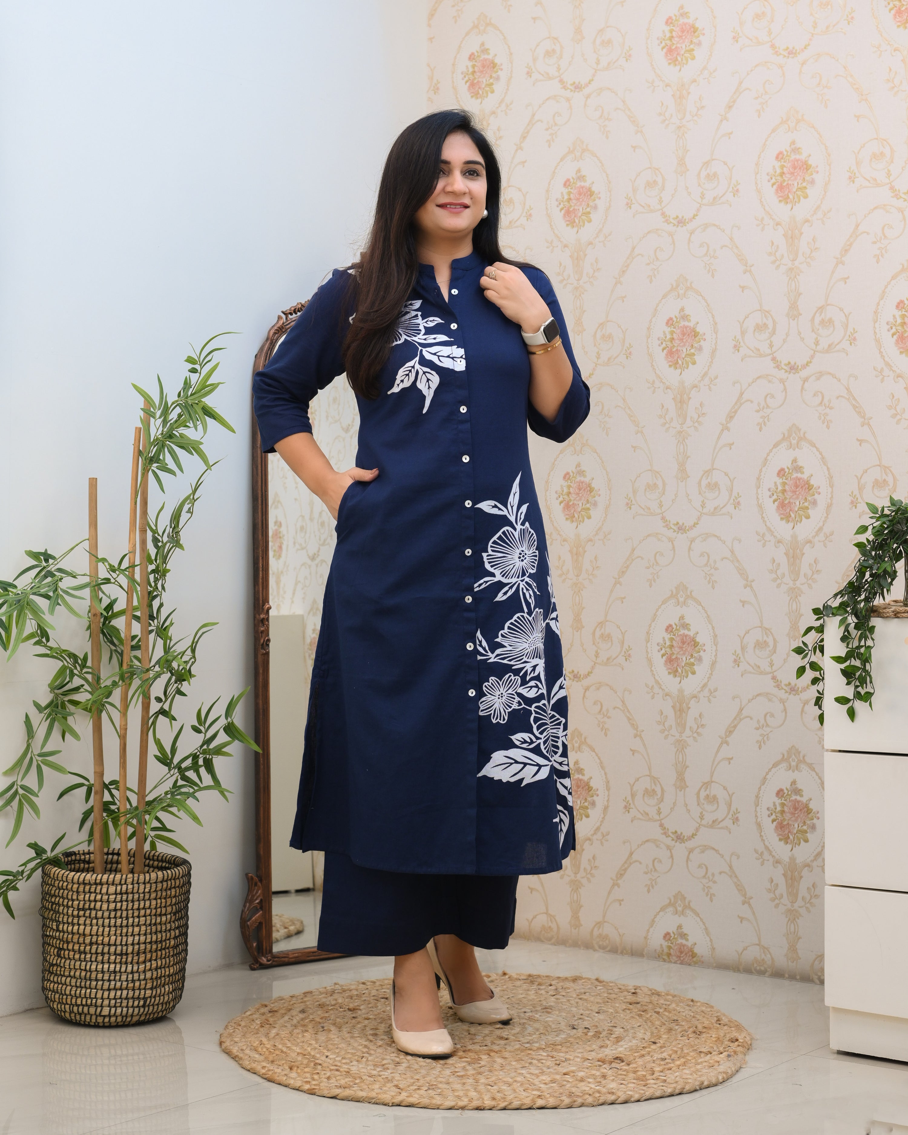 Mehreen Cotton A-line Plazo Set - The Jaipur Studio