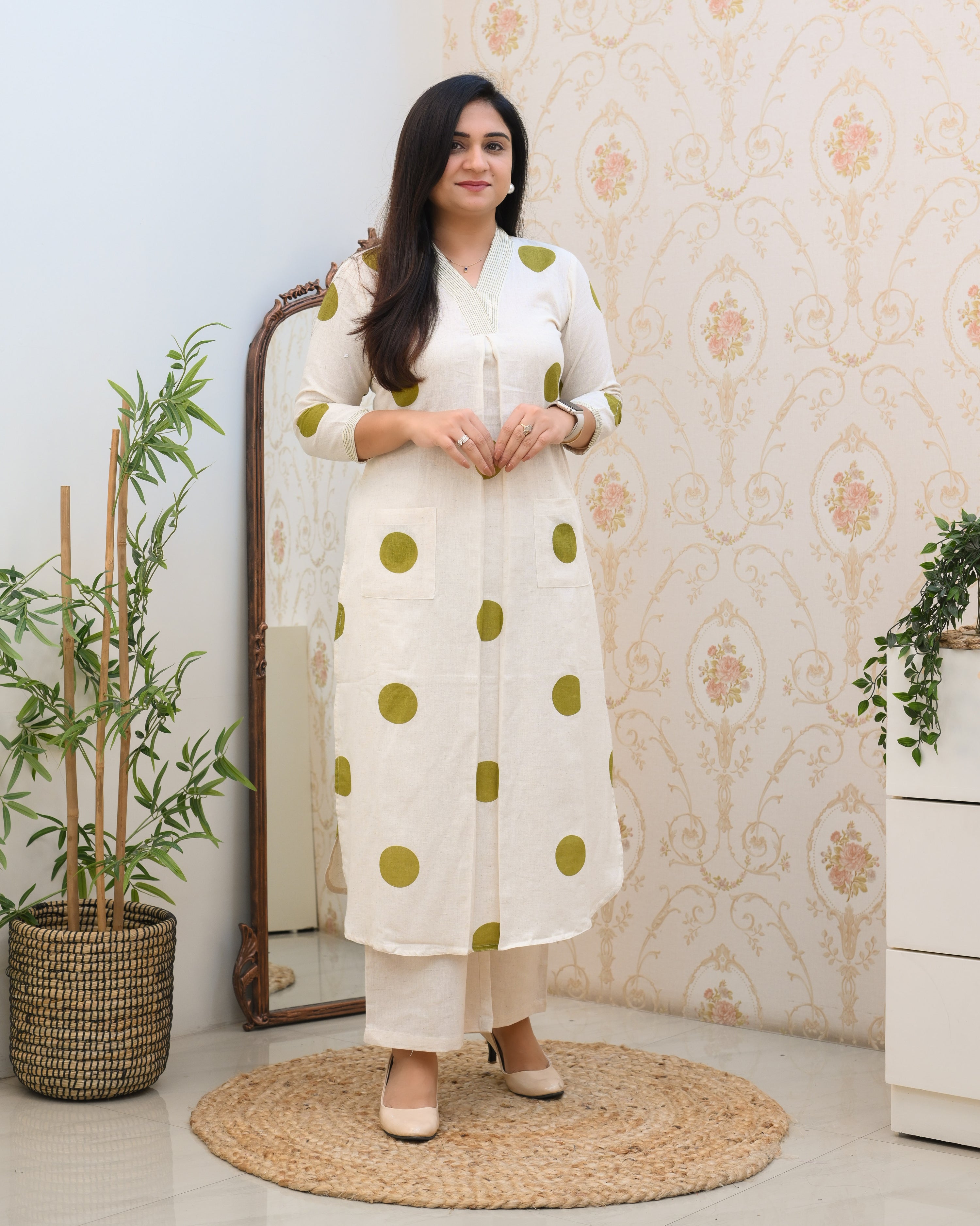 Polka Print Cotton A-line Coord Set - The Jaipur Studio