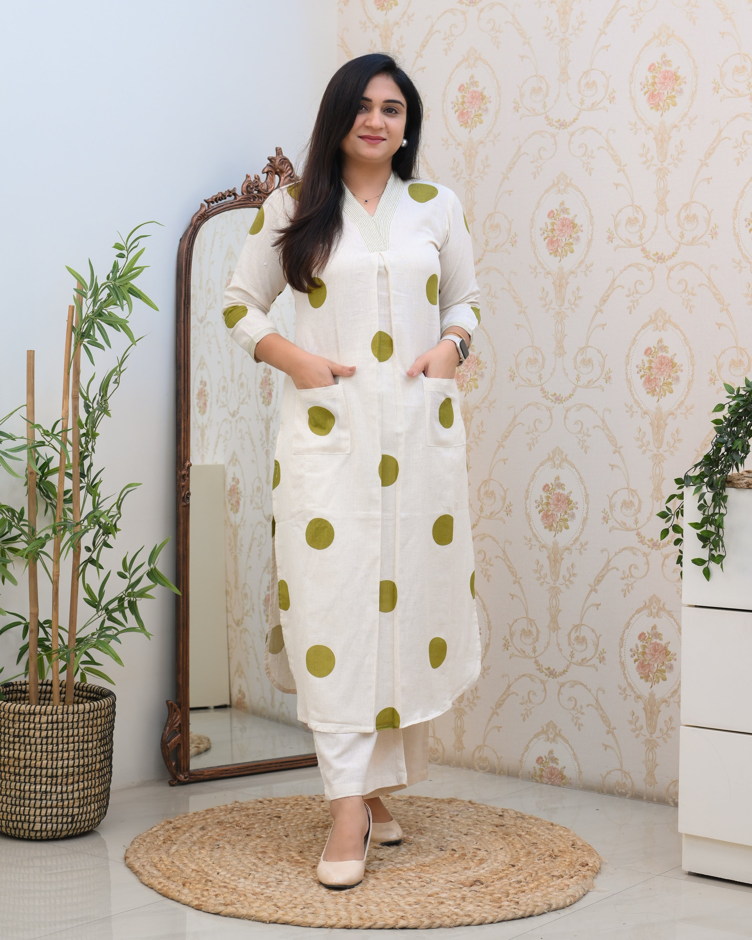 Polka Print Cotton A-line Coord Set - The Jaipur Studio