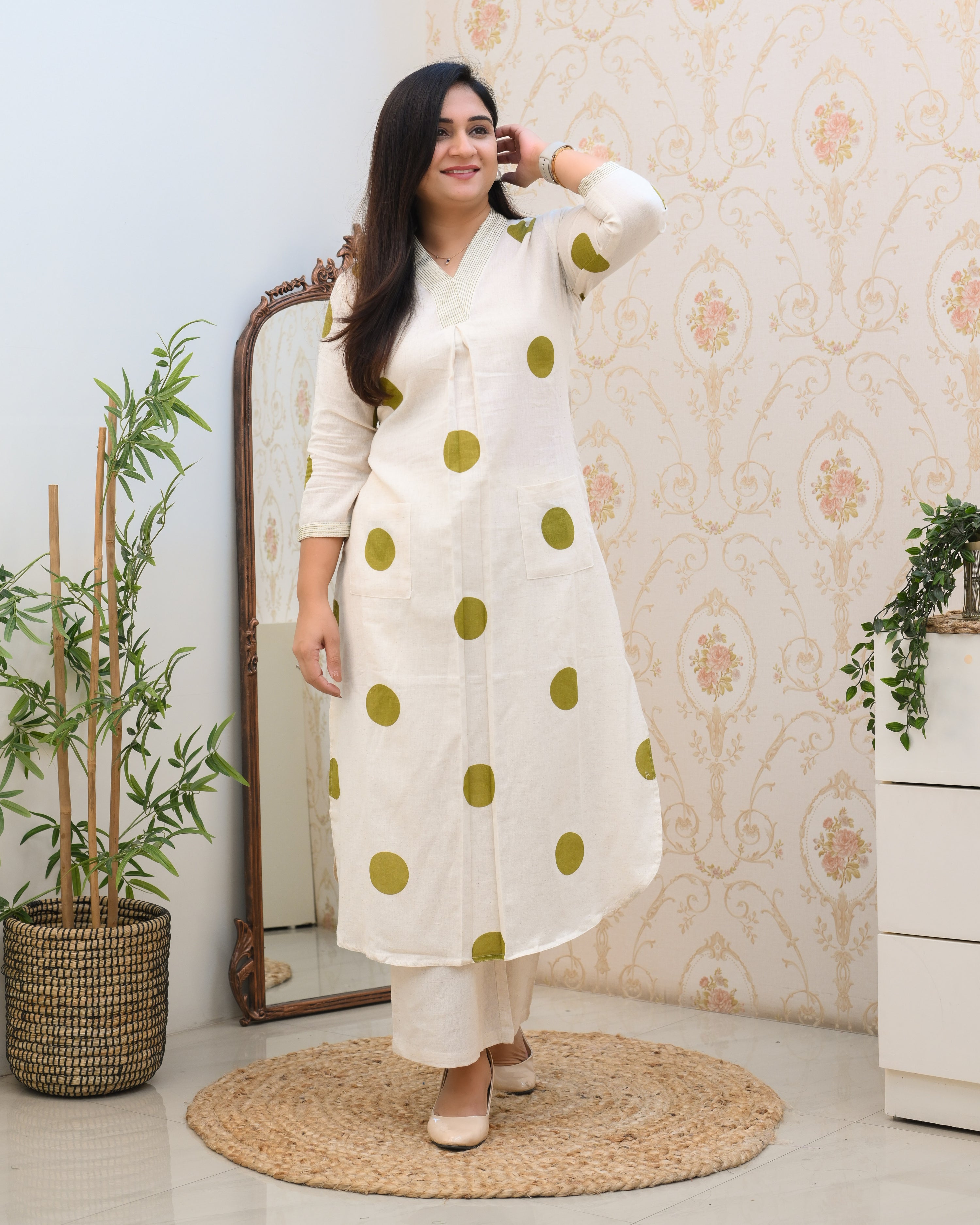 Polka Print Cotton A-line Coord Set - The Jaipur Studio