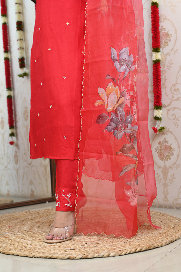 ‘Kavya’ Silk Handembroidered Pant Set - The Jaipur Studio