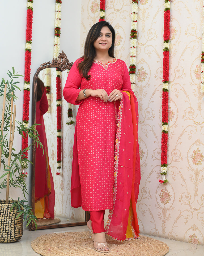 Ishara Premium Jacquard Hand Embroidered Pant Set - The Jaipur Studio