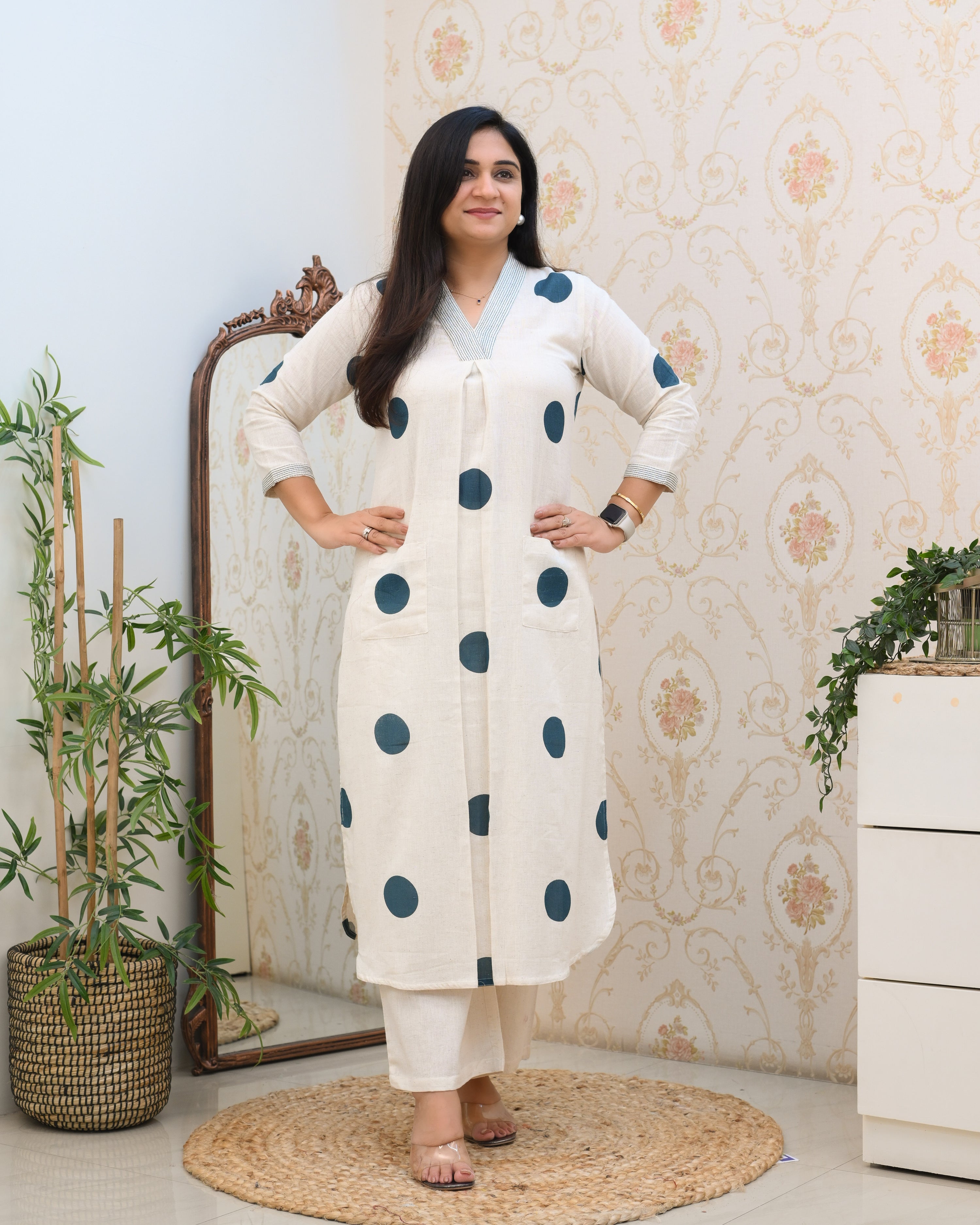 Polka Print Cotton A-line Coord Set - The Jaipur Studio