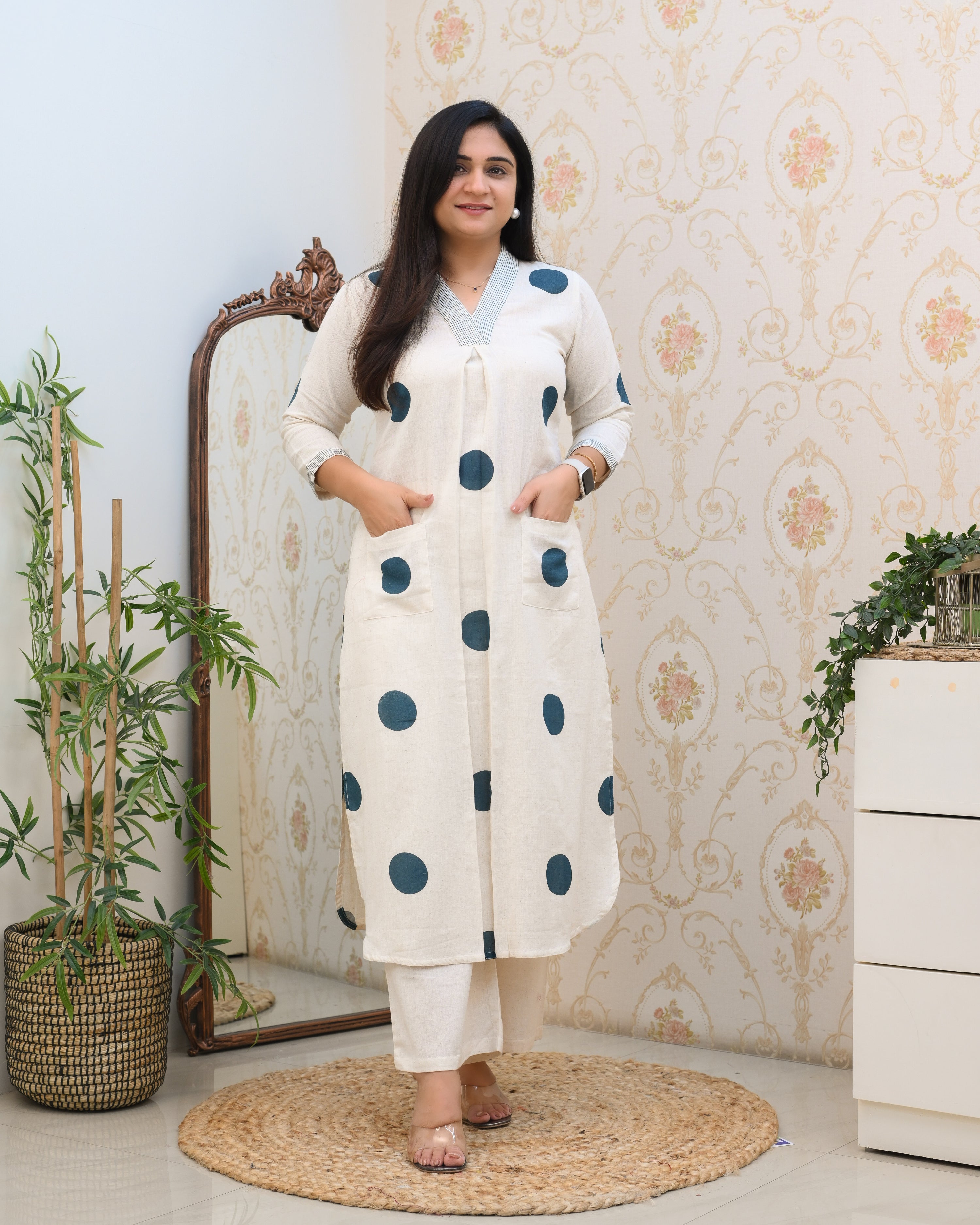 Polka Print Cotton A-line Coord Set - The Jaipur Studio