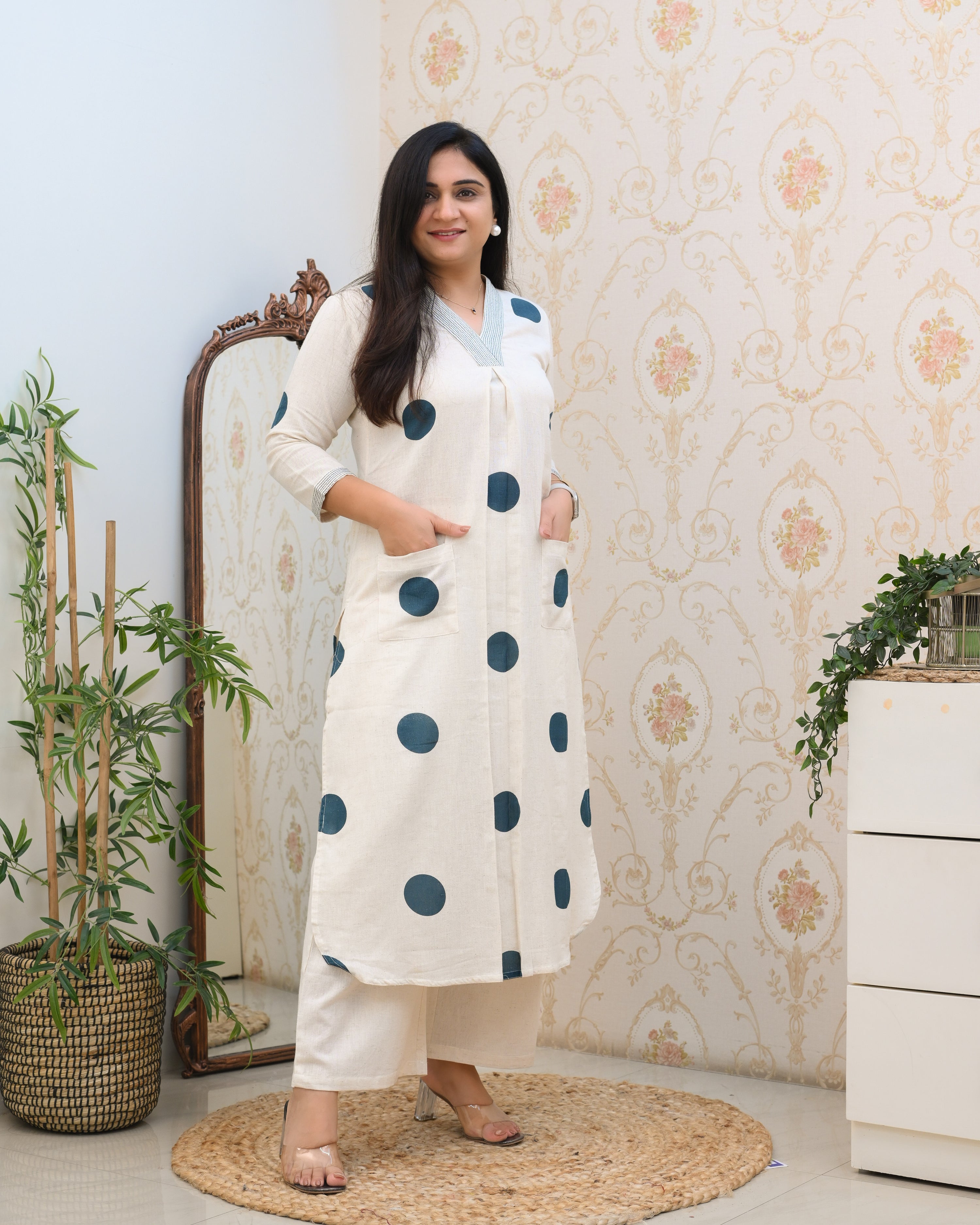 Polka Print Cotton A-line Coord Set - The Jaipur Studio