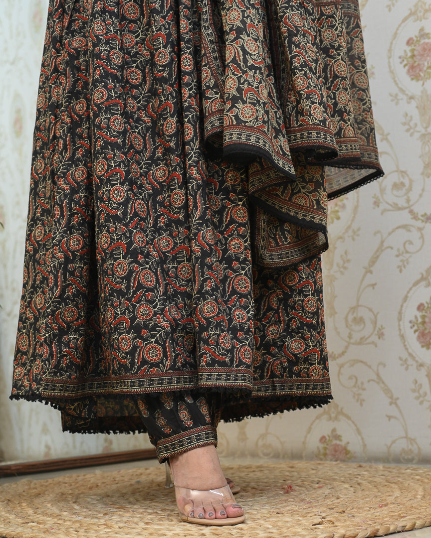 Cotton Ajrakh Embroidered Alia Pant Set - The Jaipur Studio