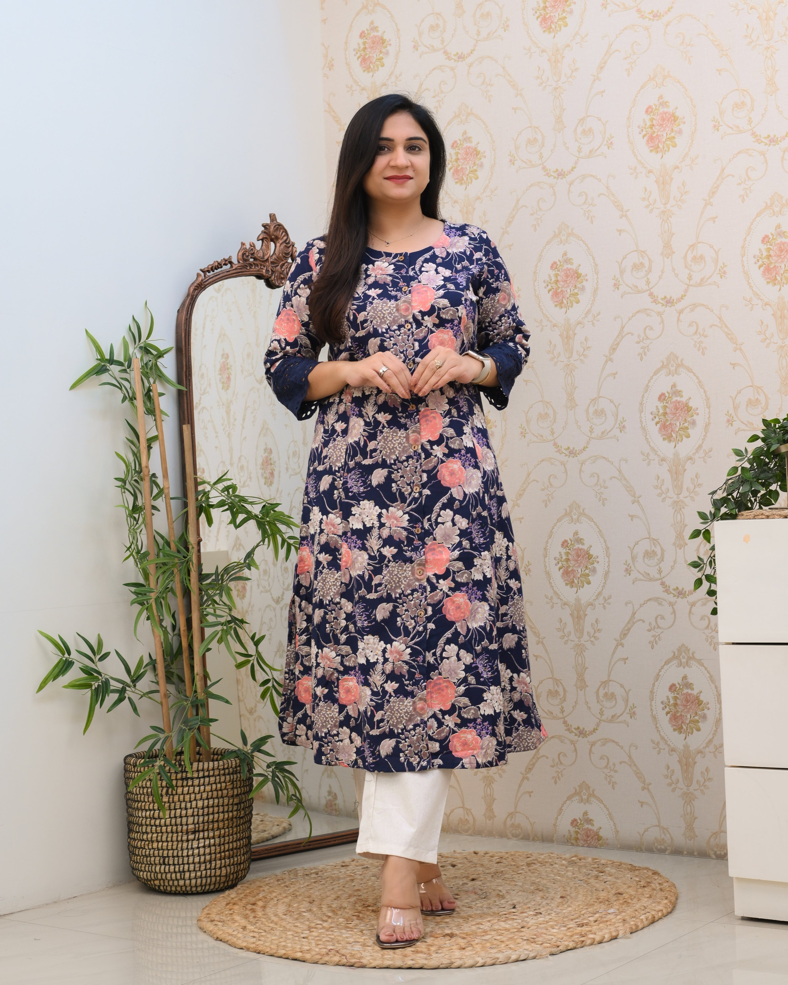 Cotton Floral Casual kurta with pocket - The Jaipur Studio