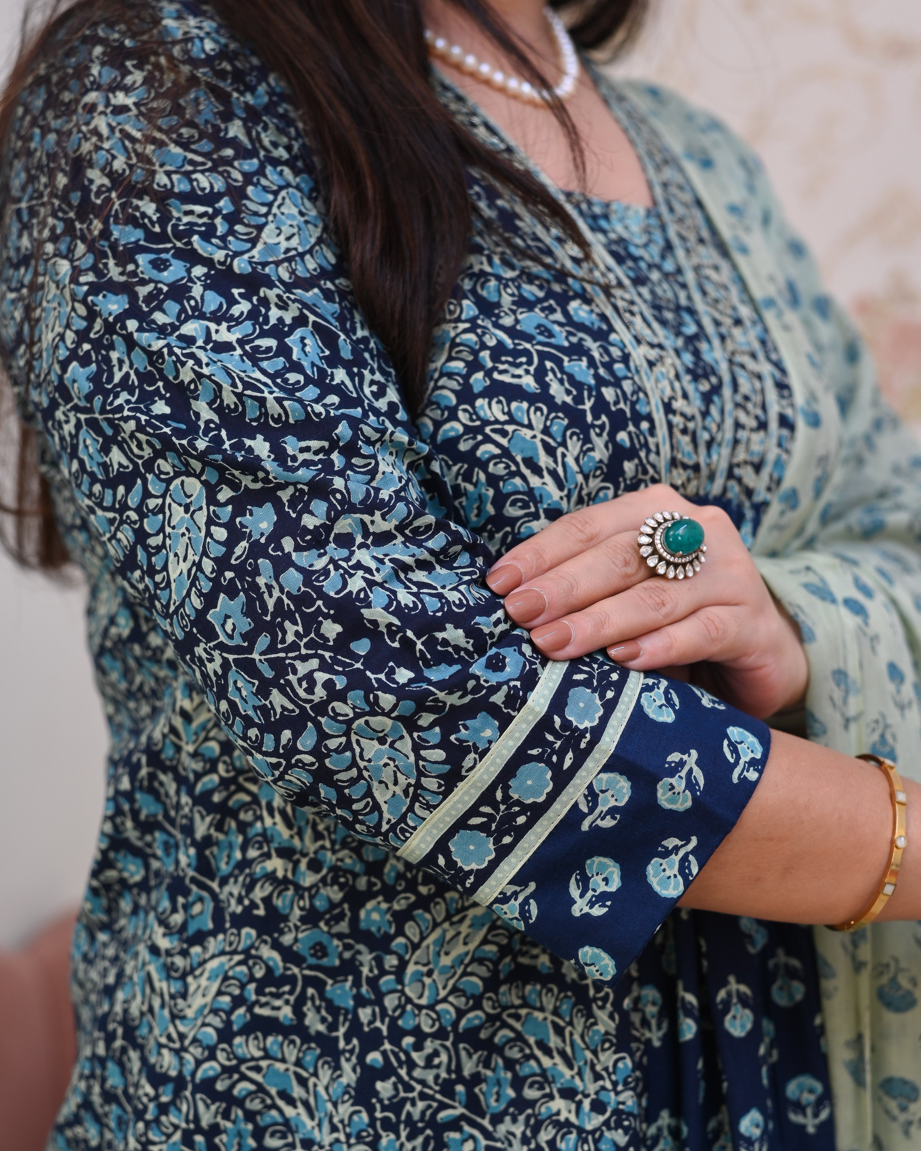 Ajrakh Cotton A-line Divider Set - The Jaipur Studio