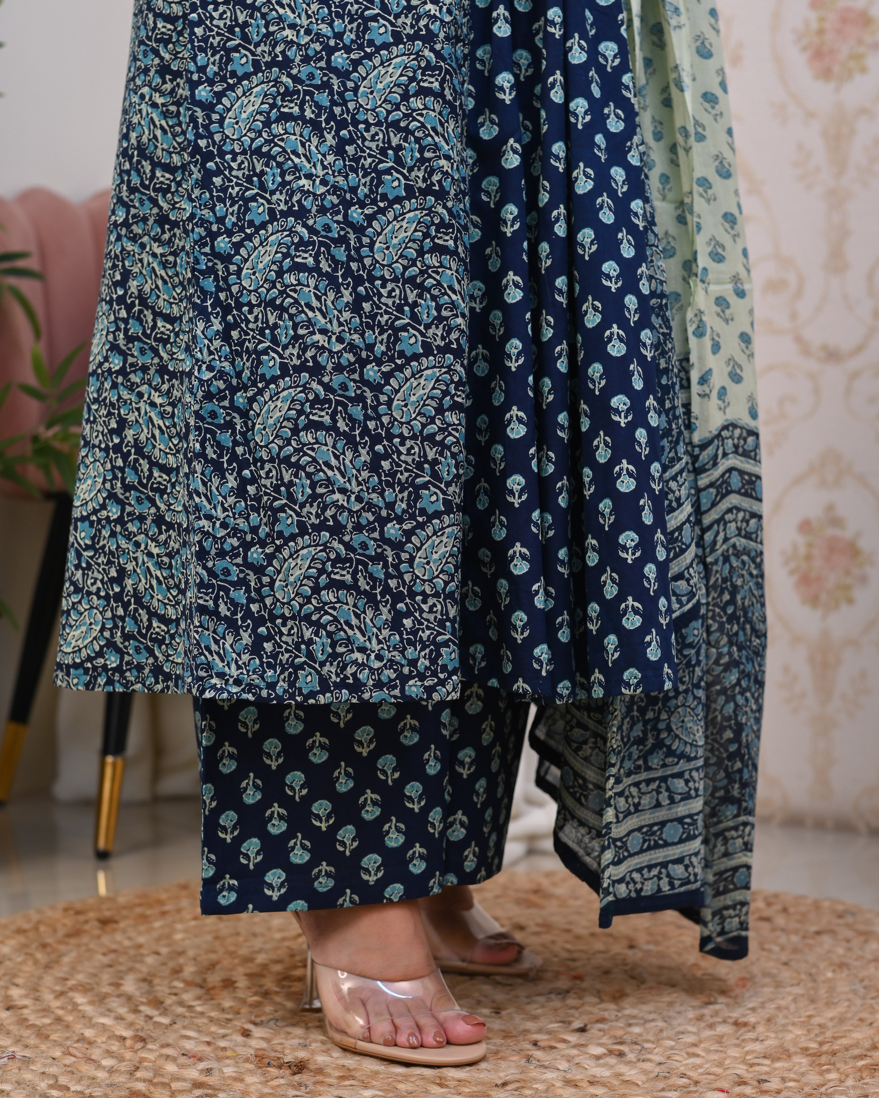 Ajrakh Cotton A-line Divider Set - The Jaipur Studio