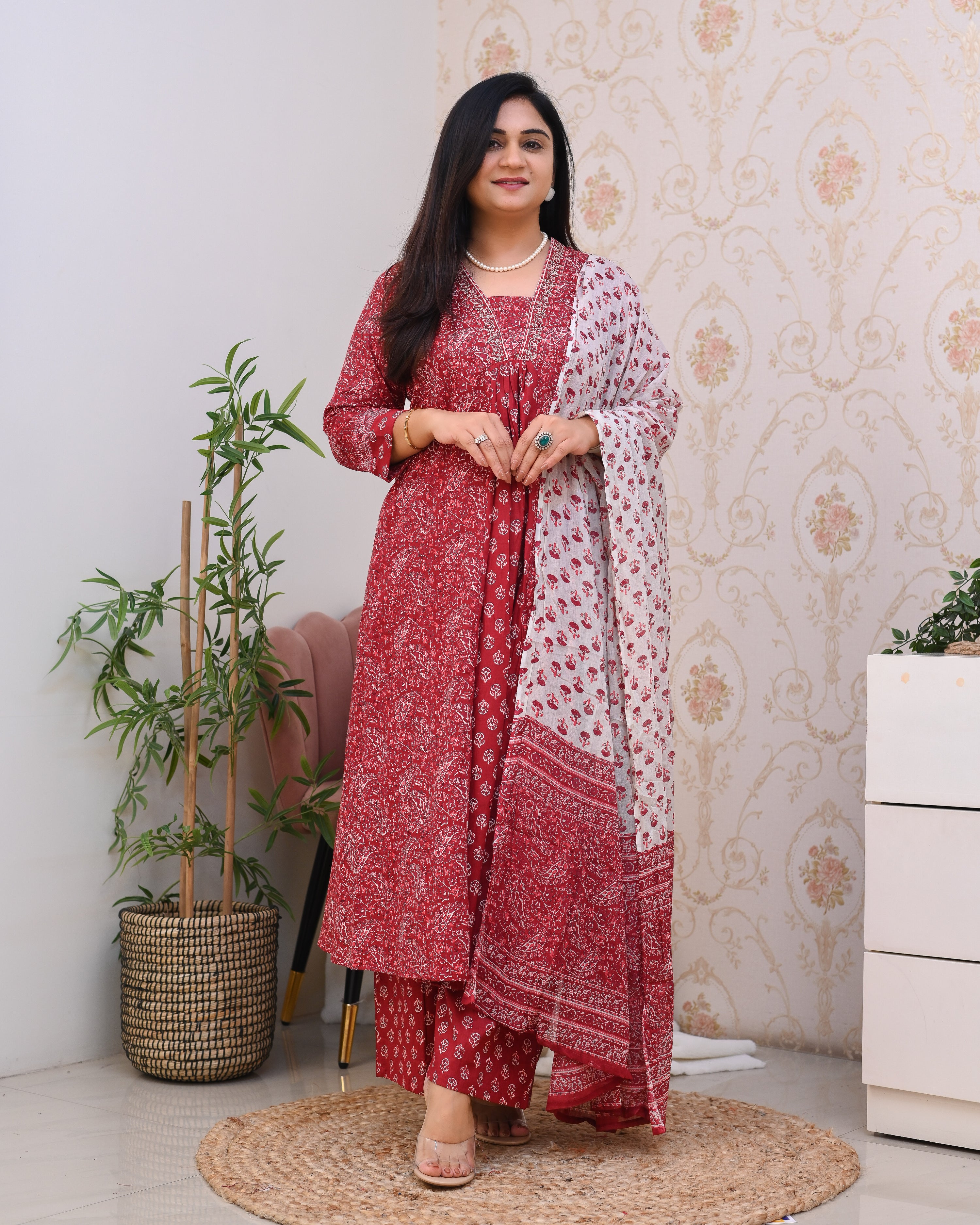 Ajrakh Cotton A-line Divider Set - The Jaipur Studio