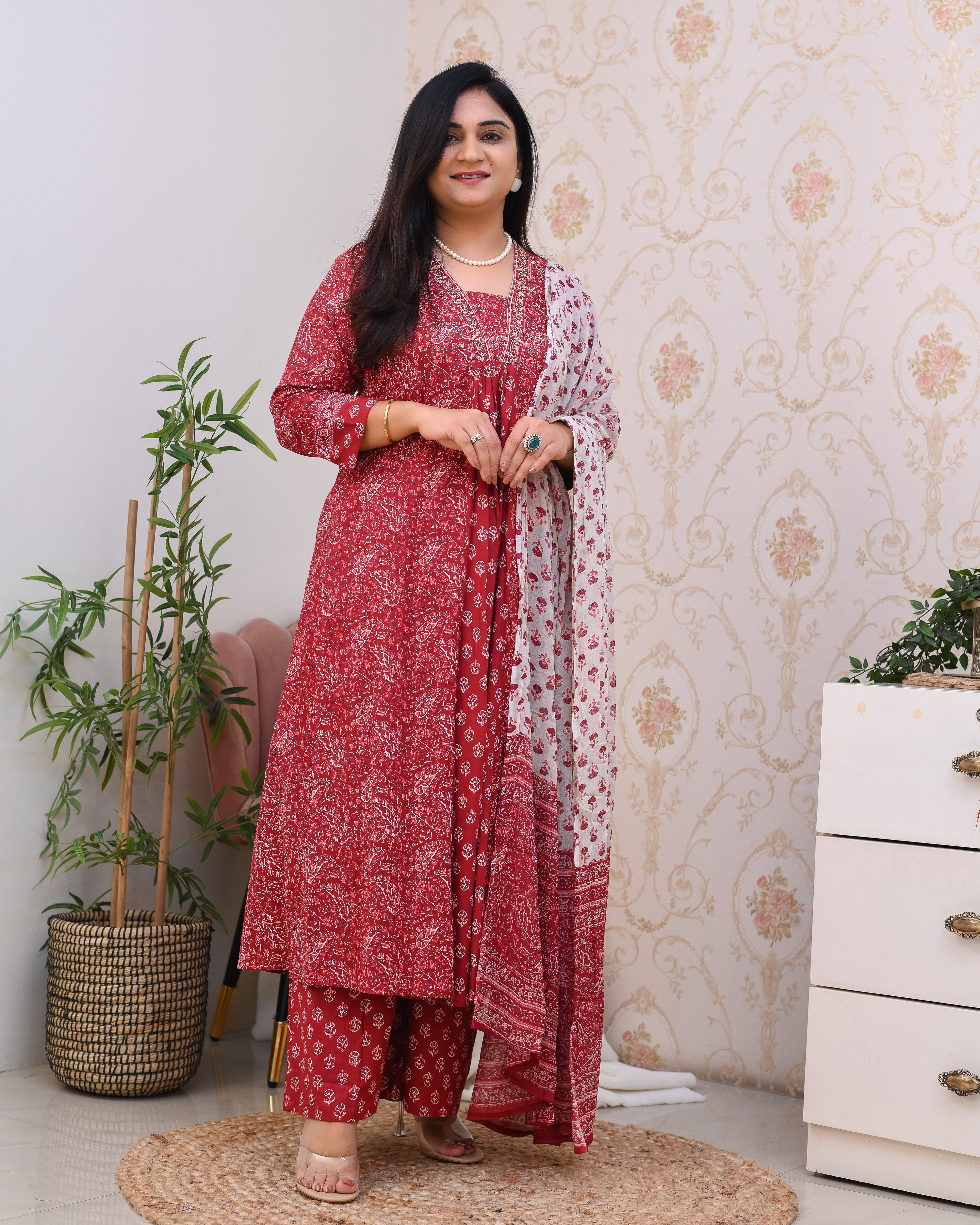 Ajrakh Cotton A-line Divider Set - The Jaipur Studio