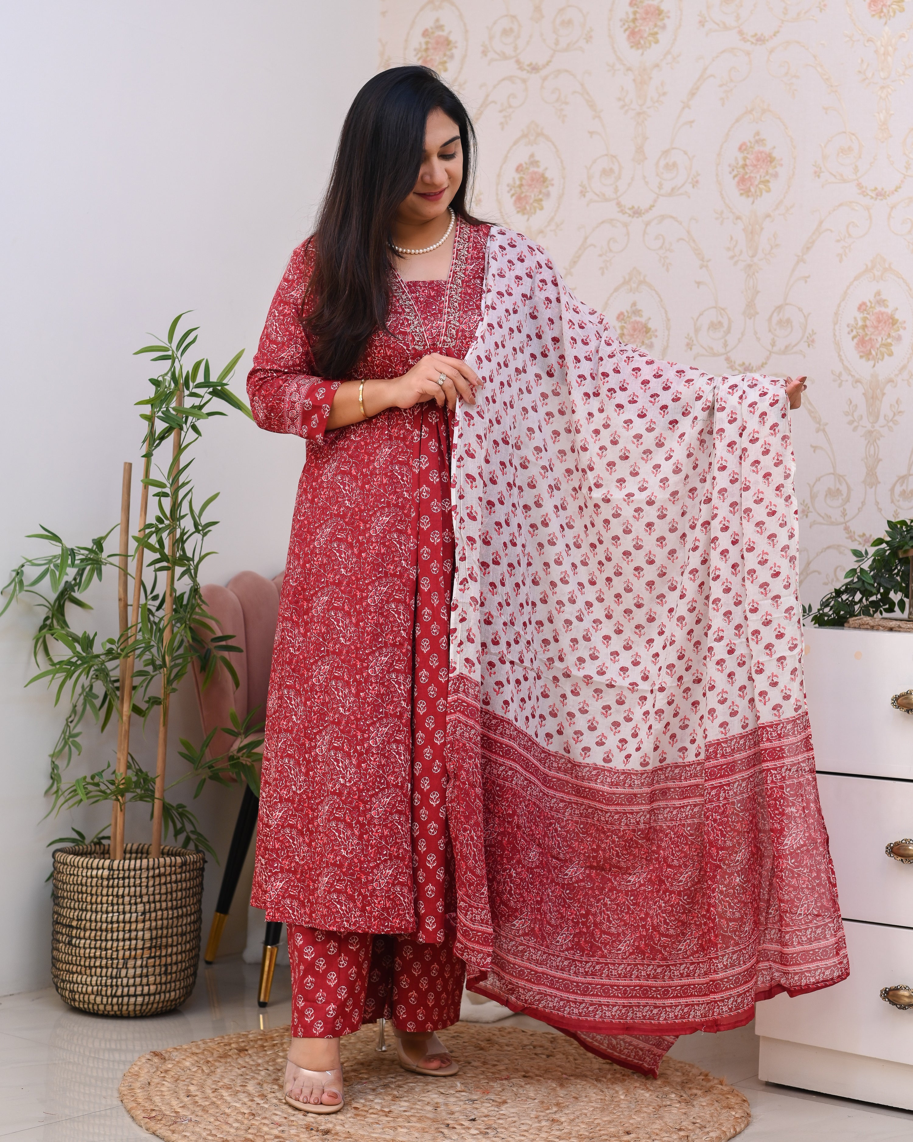 Ajrakh Cotton A-line Divider Set - The Jaipur Studio