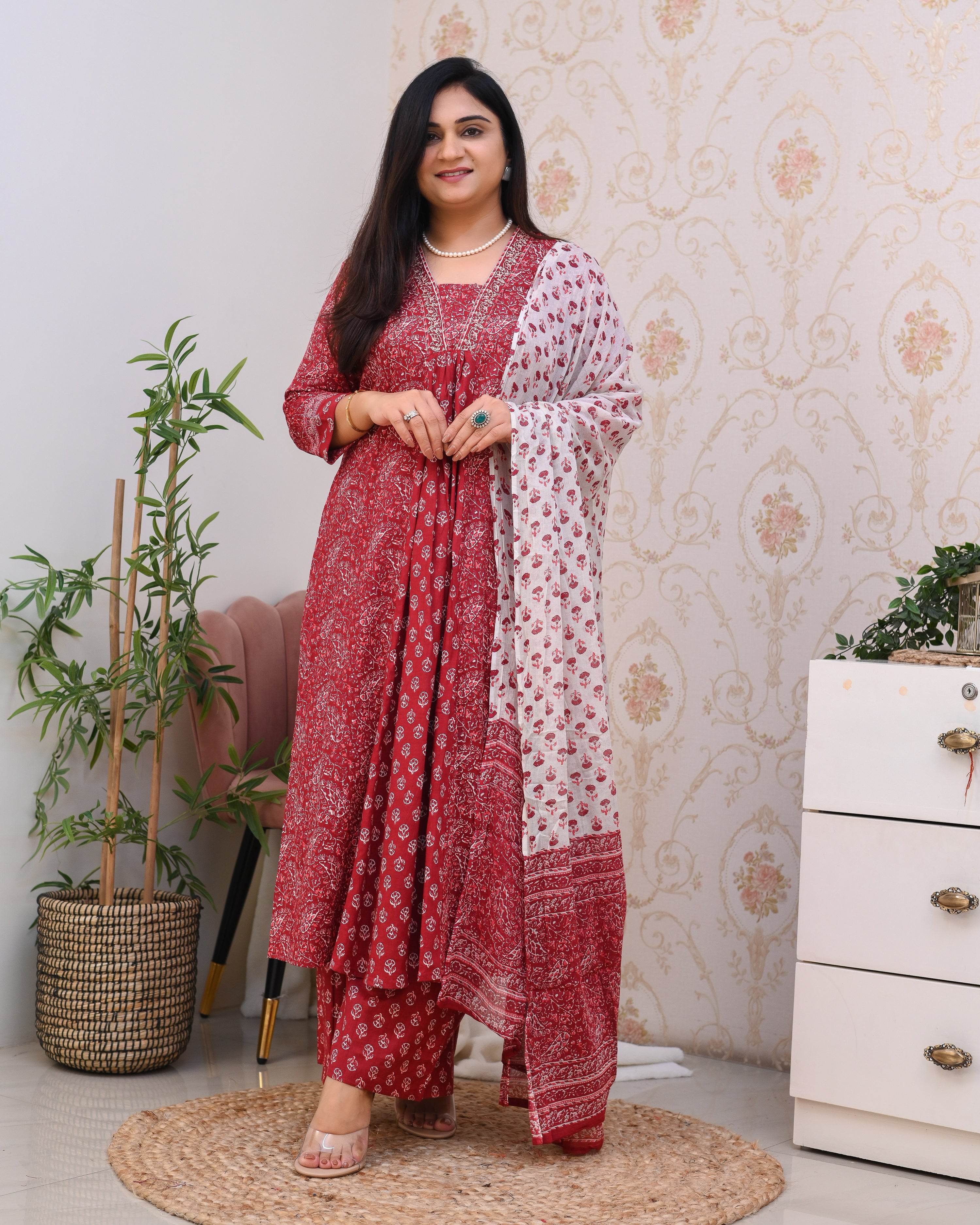 Ajrakh Cotton A-line Divider Set - The Jaipur Studio