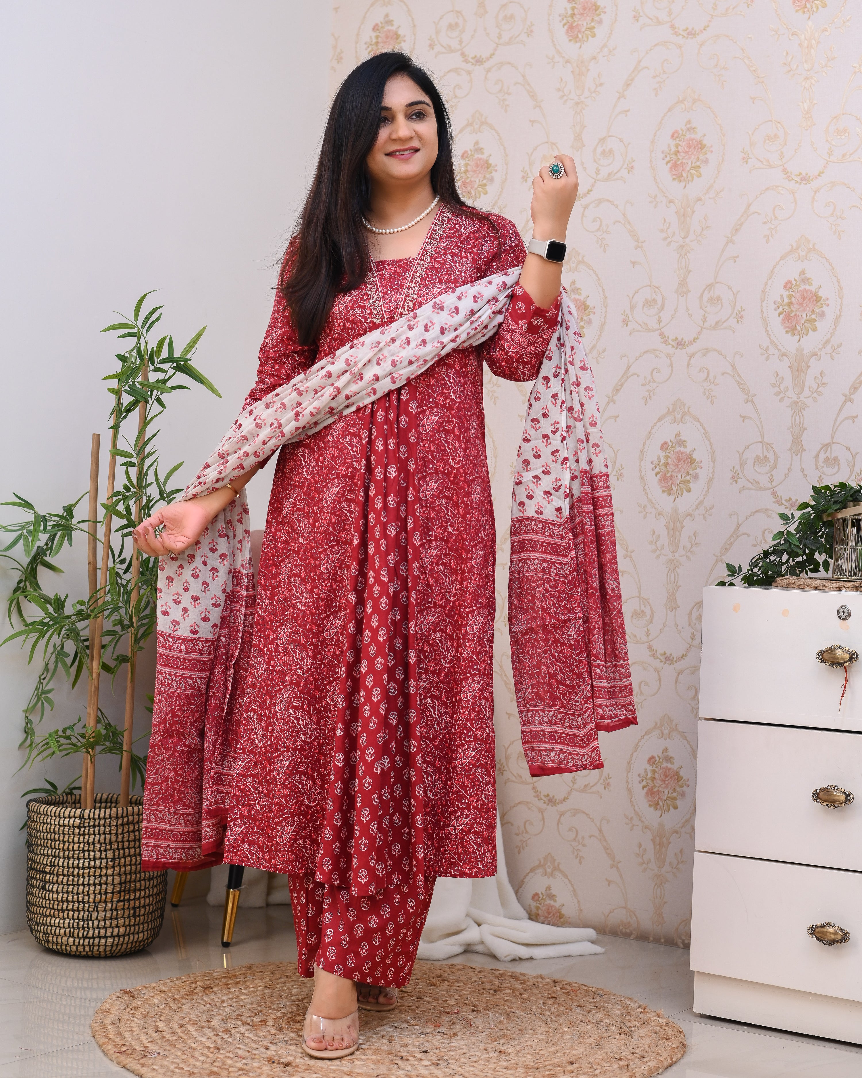 Ajrakh Cotton A-line Divider Set - The Jaipur Studio