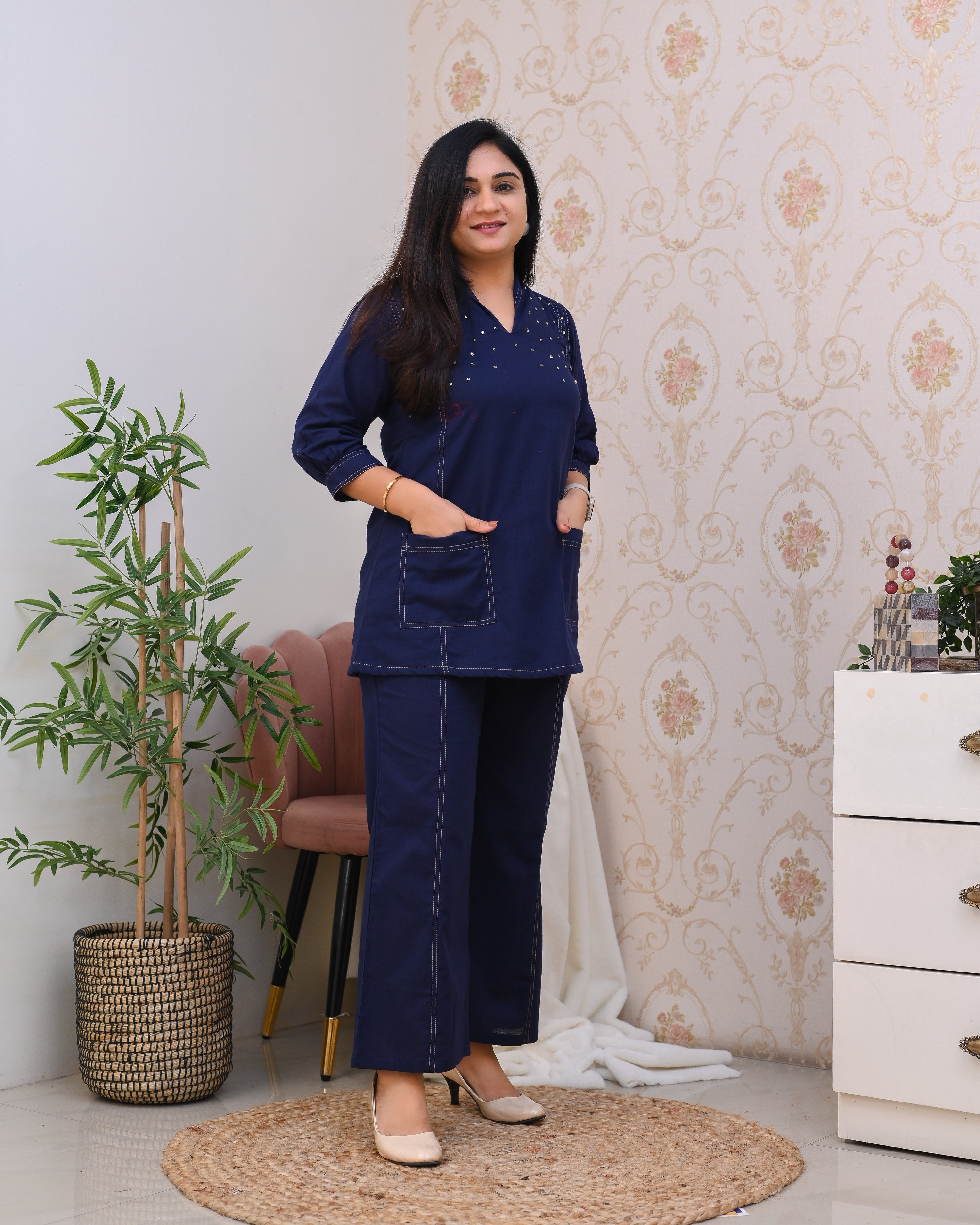 Denim Cotton Trendy Coord Set - The Jaipur Studio
