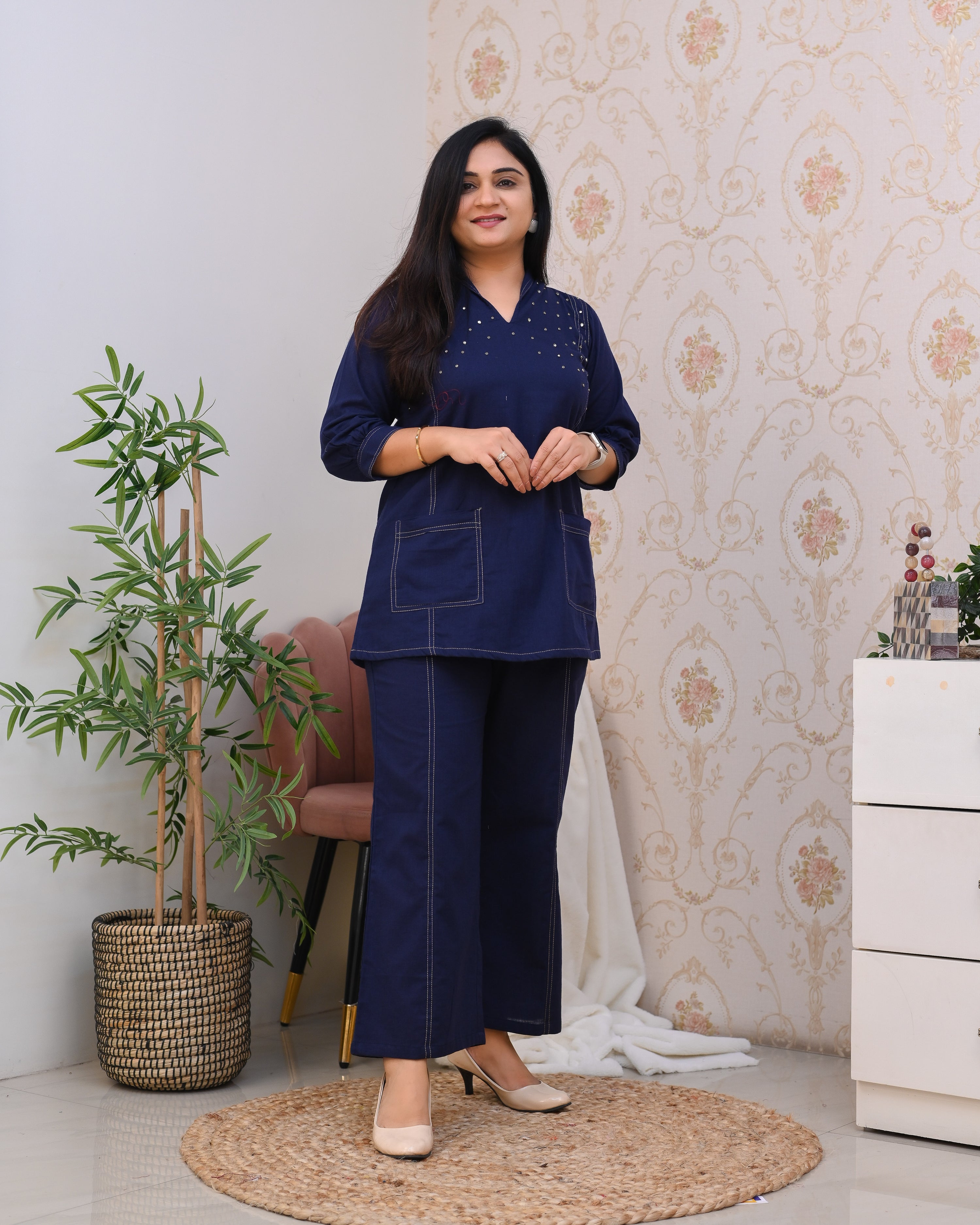 Denim Cotton Trendy Coord Set - The Jaipur Studio
