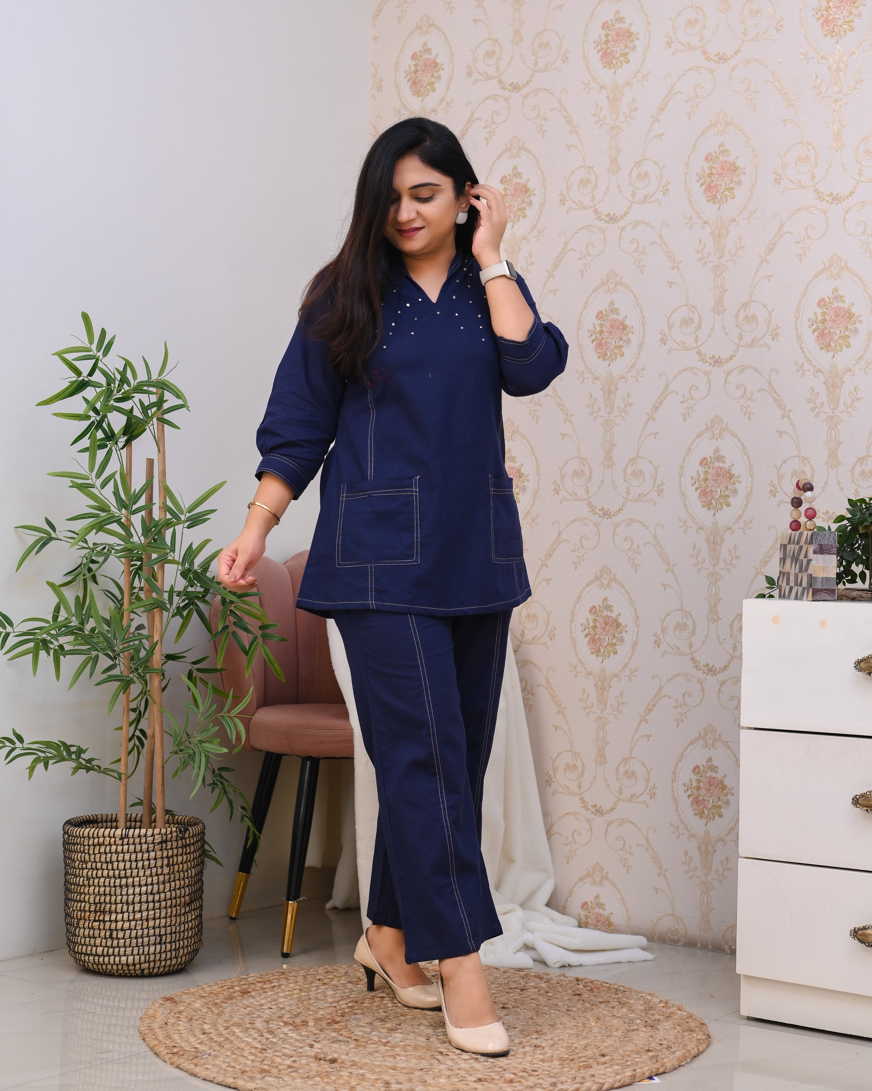 Denim Cotton Trendy Coord Set - The Jaipur Studio