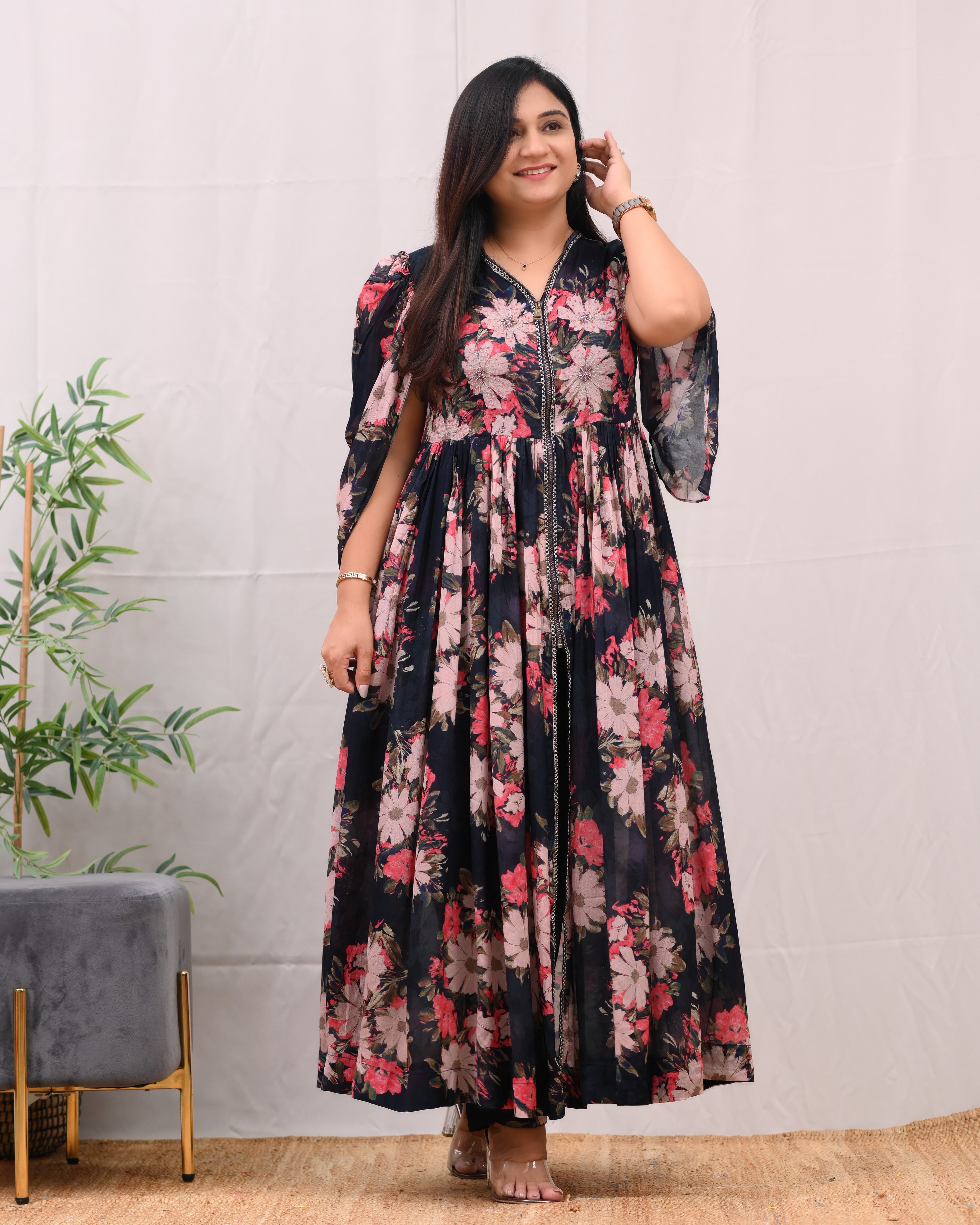 Eila Chinnon HandEmbroidered Indowestern Set - The Jaipur Studio