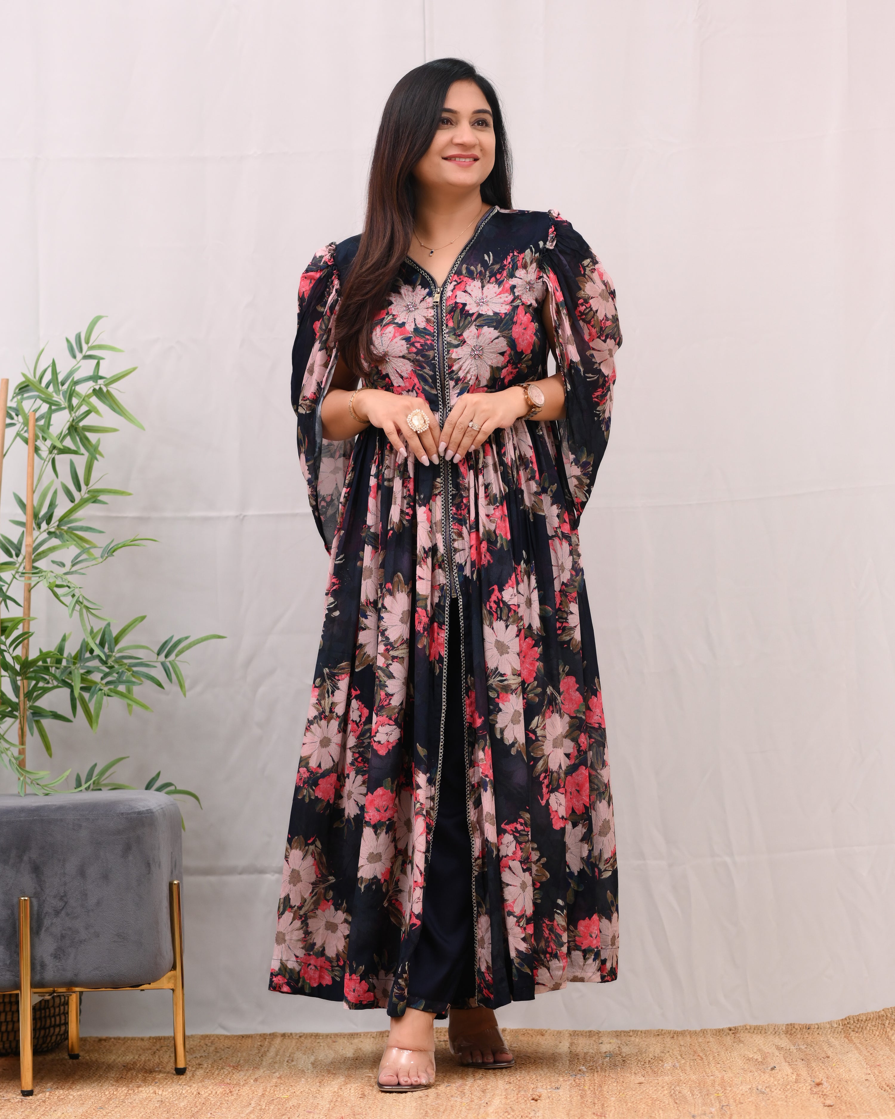 Eila Chinnon HandEmbroidered Indowestern Set - The Jaipur Studio