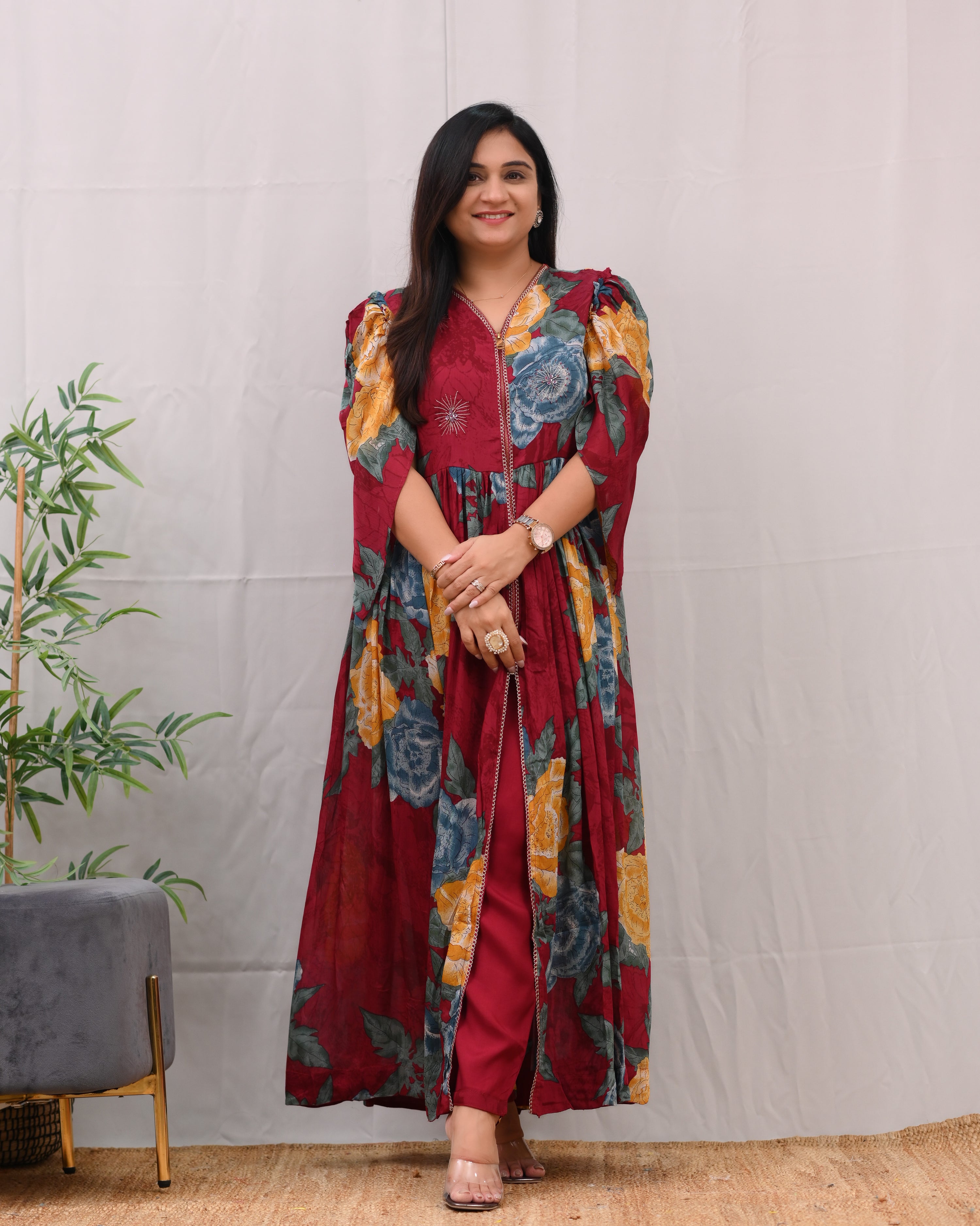 Eila Chinnon HandEmbroidered Indowestern Set - The Jaipur Studio