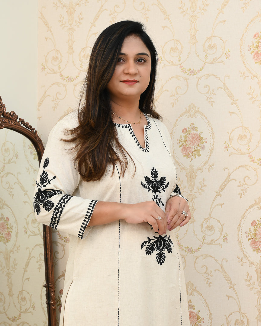 Trusha Cotton Embroidered A-line Plazo Set - The Jaipur Studio