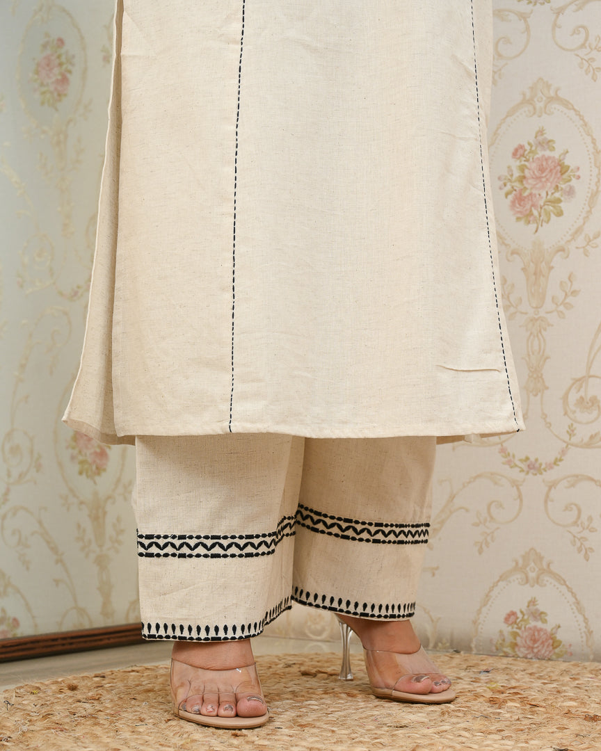 Trusha Cotton Embroidered A-line Plazo Set - The Jaipur Studio