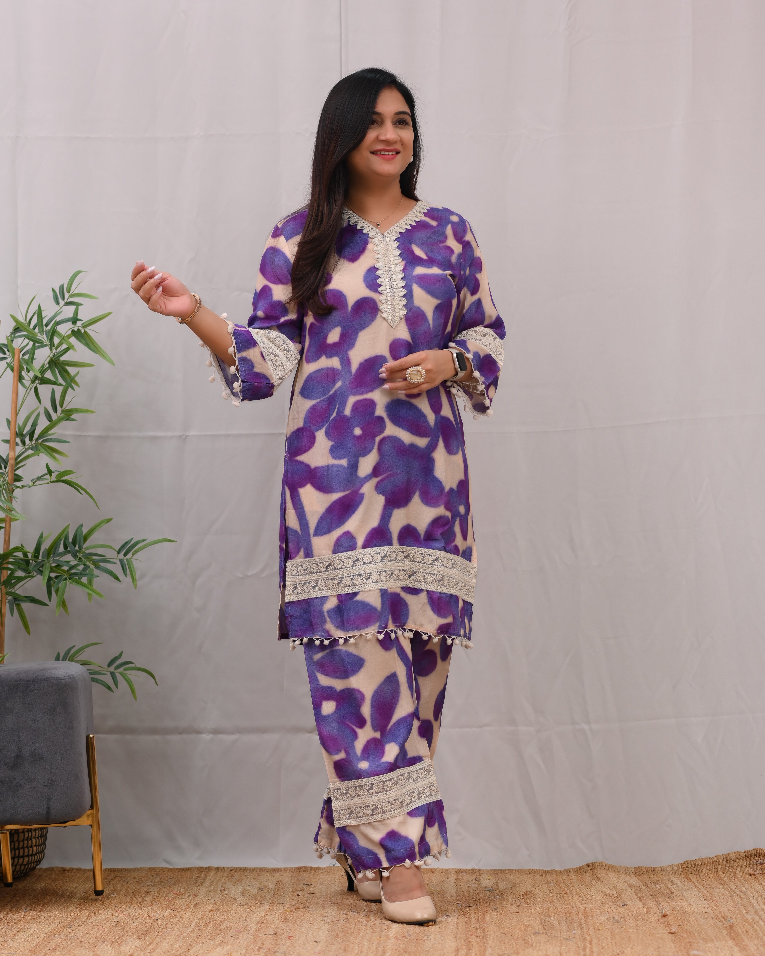Namya Muslin Embroidered Plazo Set - The Jaipur Studio