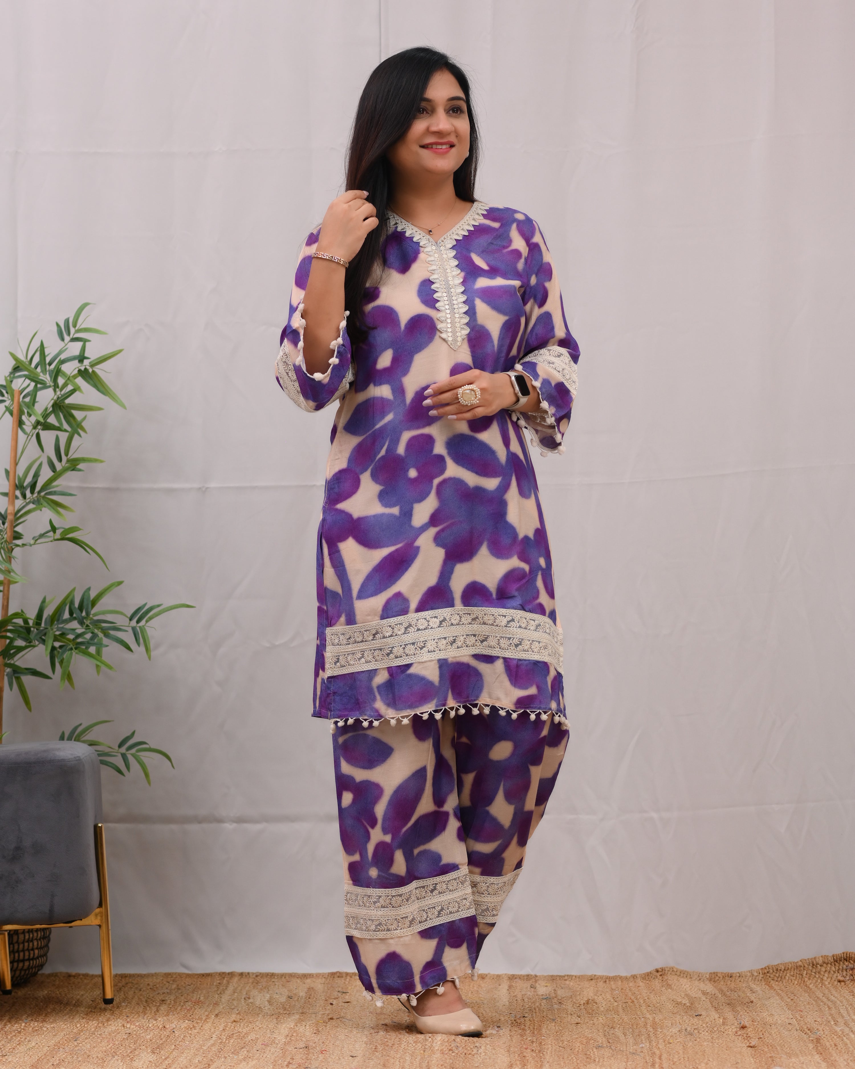 Namya Muslin Embroidered Plazo Set - The Jaipur Studio