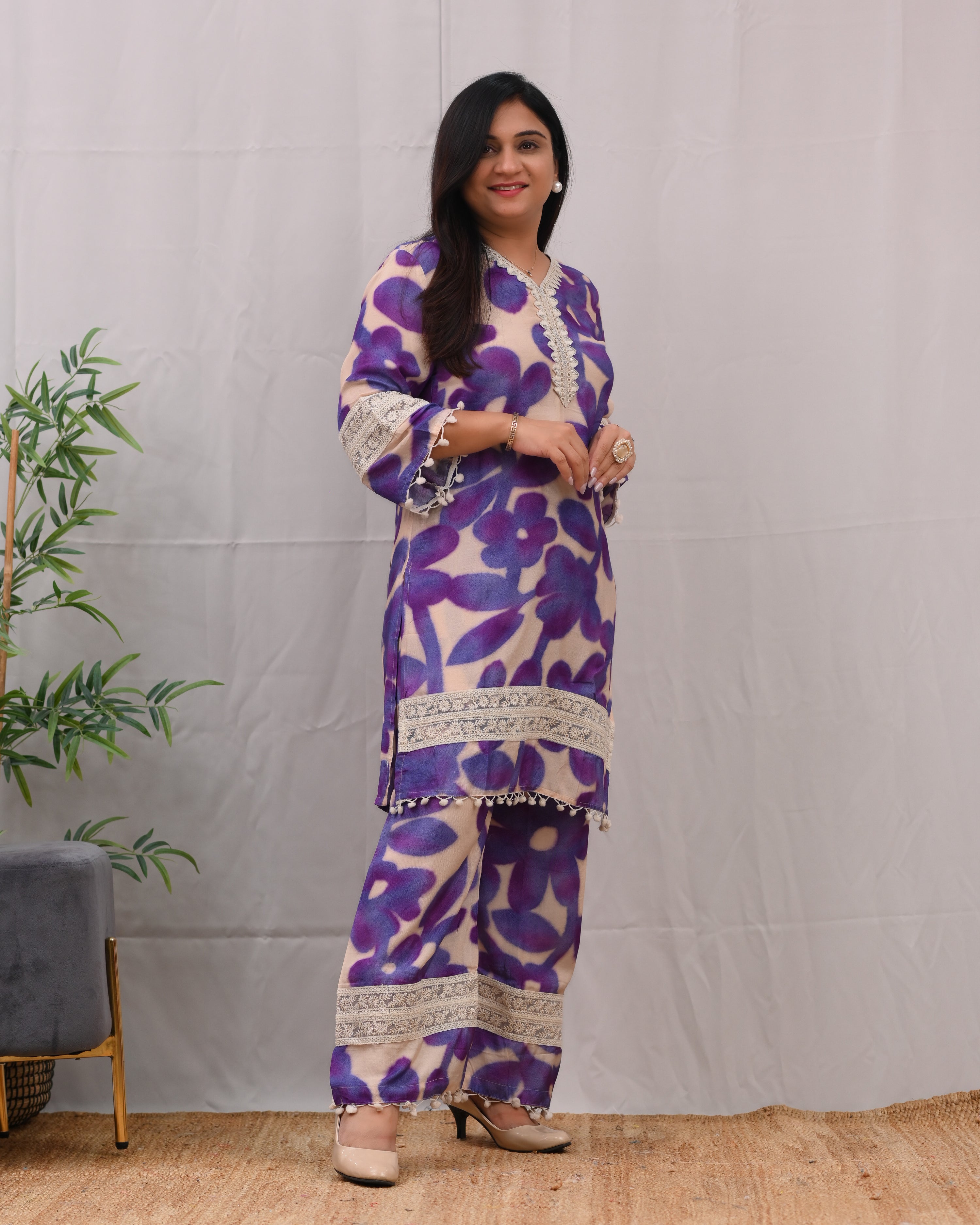 Namya Muslin Embroidered Plazo Set - The Jaipur Studio