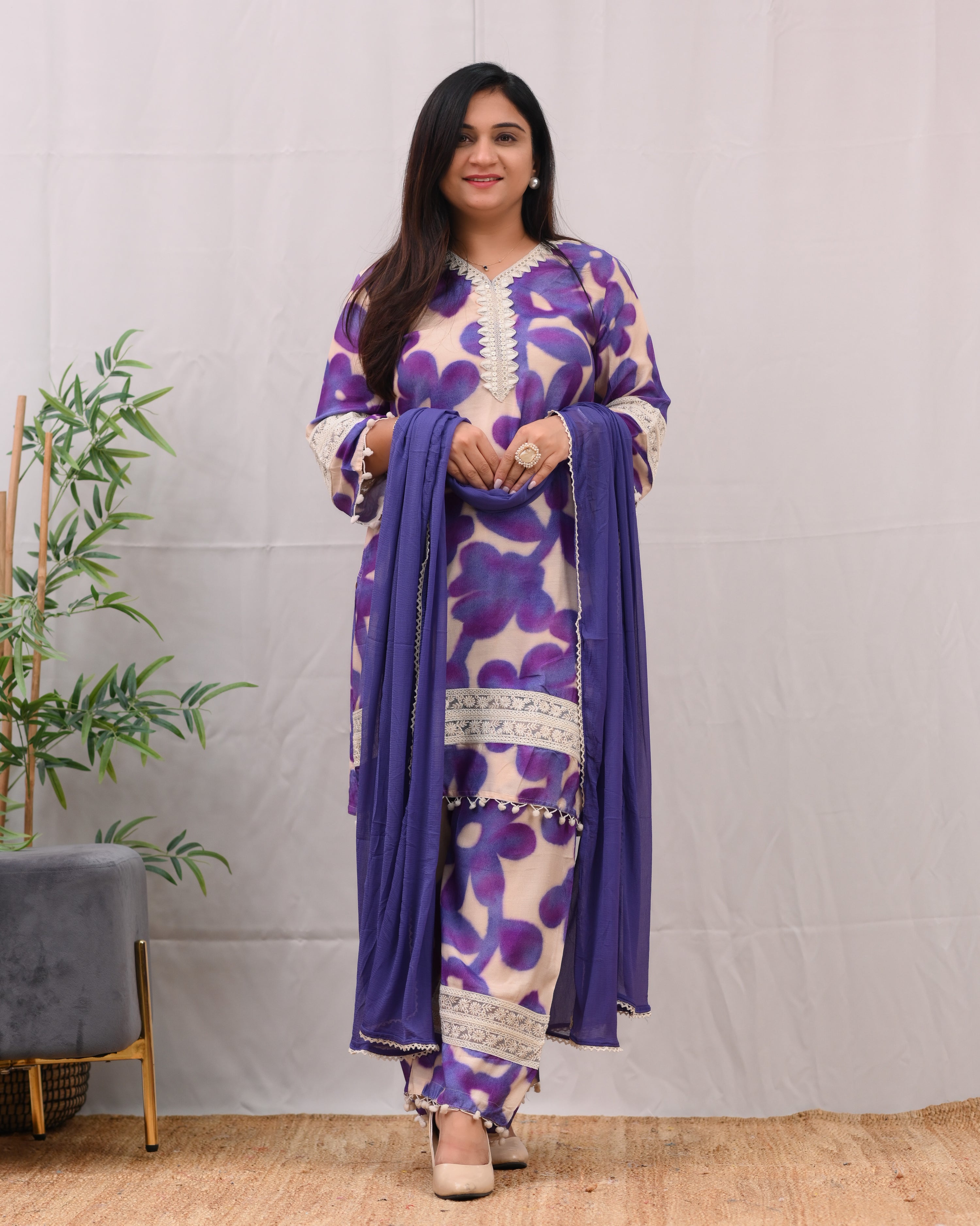 Namya Muslin Embroidered Plazo Set - The Jaipur Studio