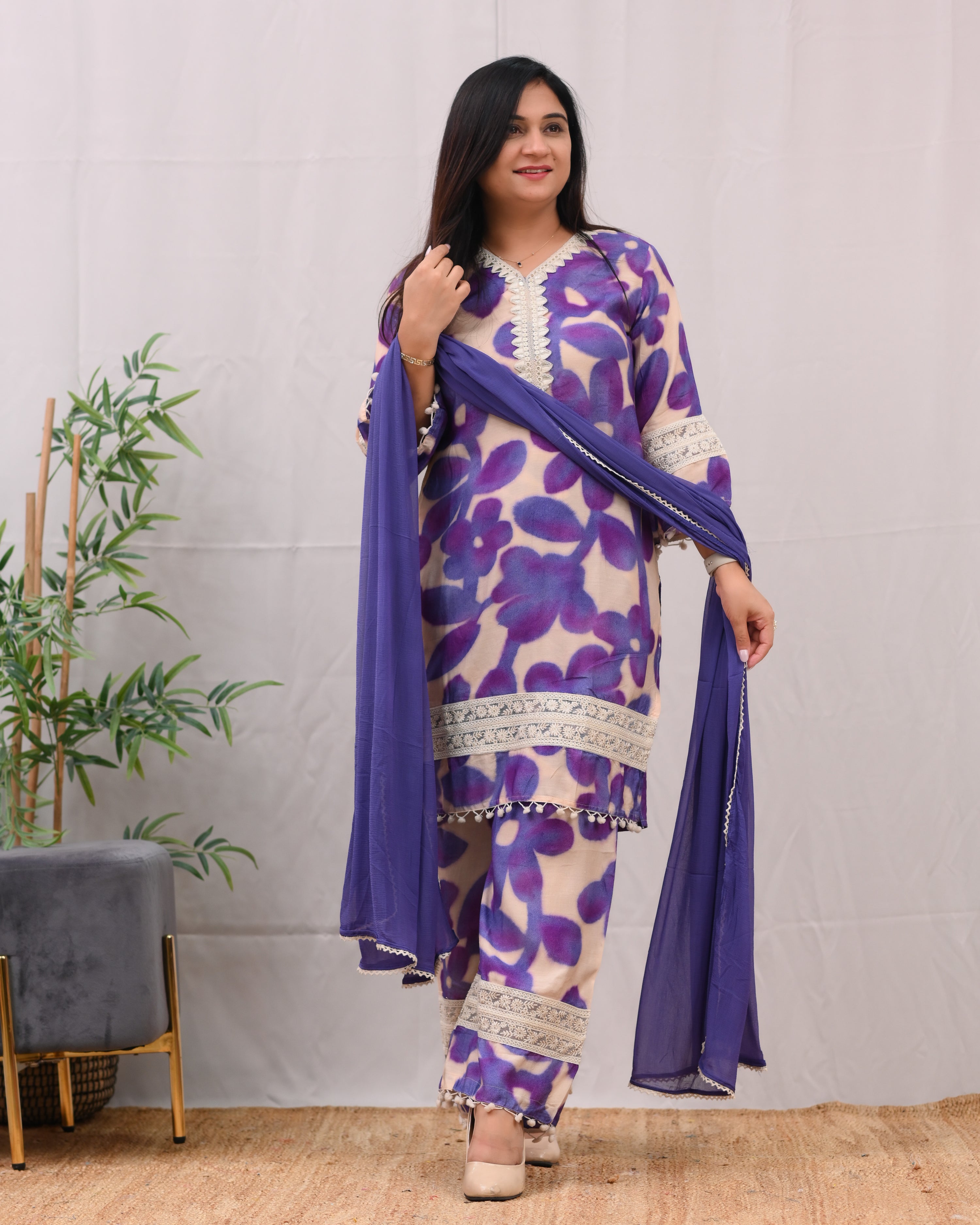 Namya Muslin Embroidered Plazo Set - The Jaipur Studio