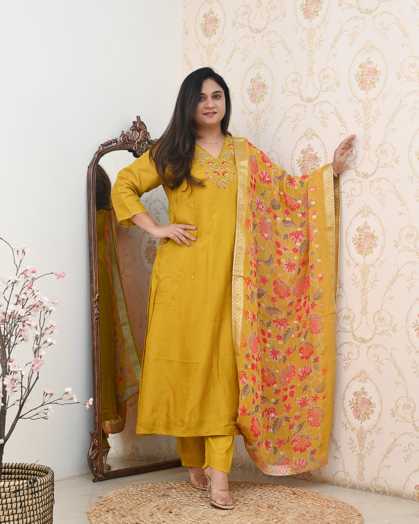 Vaani Silk HandEmbroidered Festive Anarkali Set - The Jaipur Studio