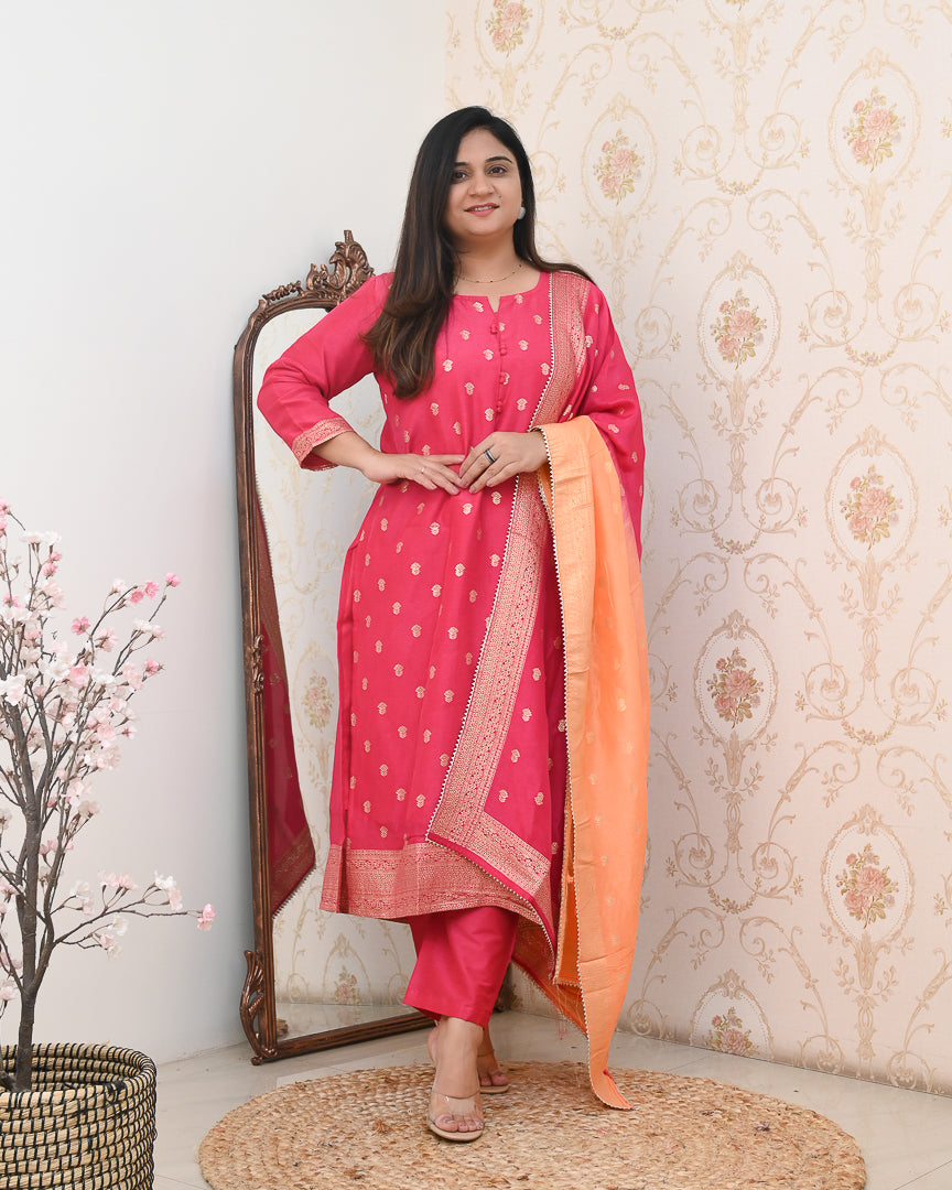 Rihanna Silk Brocade festive Pant Set - The Jaipur Studio