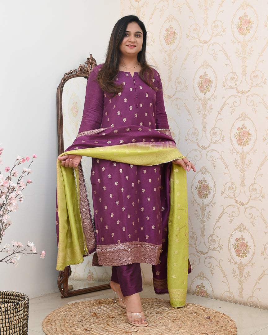Rihanna Silk Brocade festive Pant Set - The Jaipur Studio
