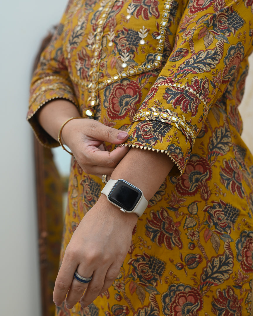 Cotton Floral Embroidered Casual Pant Set - The Jaipur Studio
