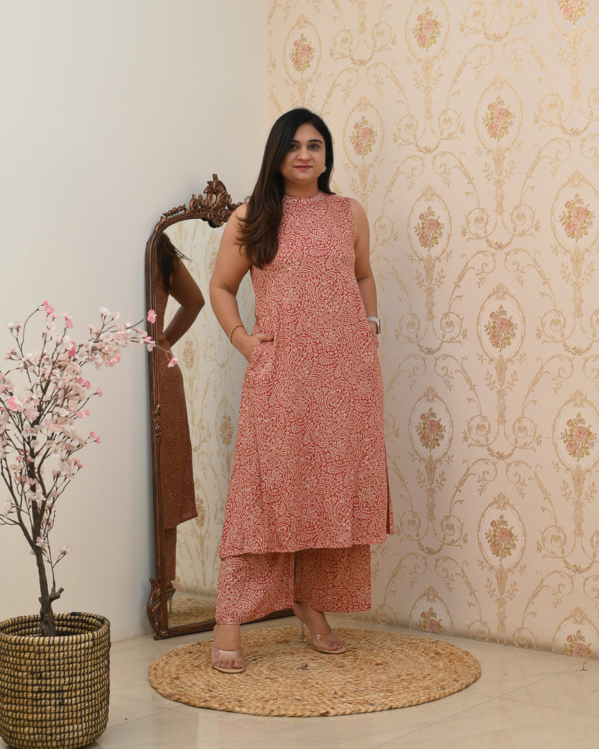 Rayon Printed Casual A-line Coord Set - The Jaipur Studio