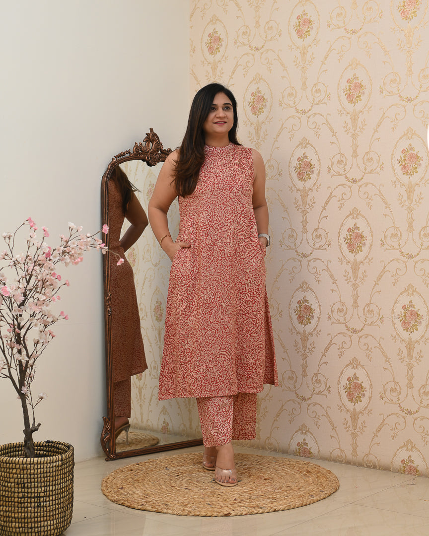 Rayon Printed Casual A-line Coord Set - The Jaipur Studio