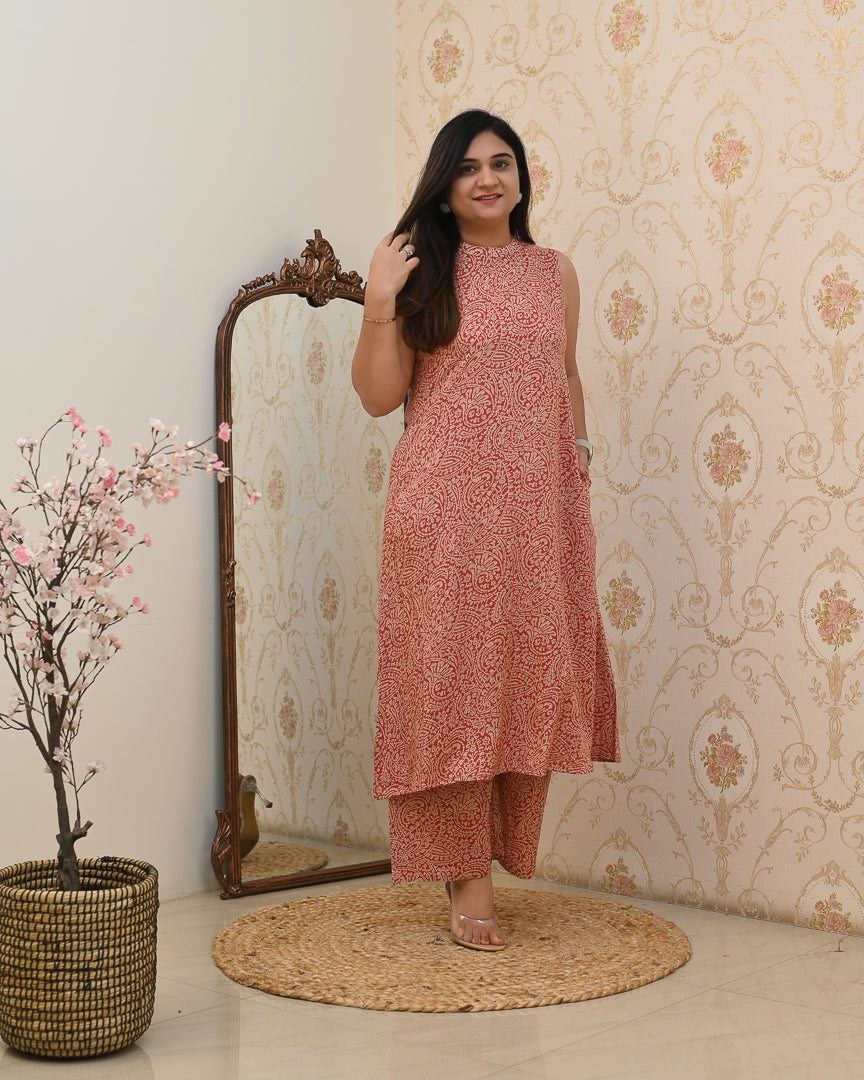 Rayon Printed Casual A-line Coord Set - The Jaipur Studio