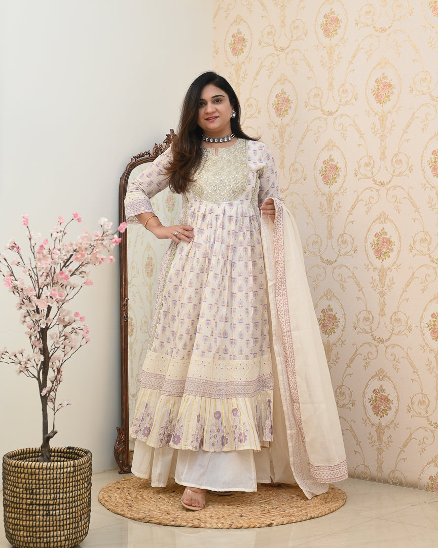 ‘Charvi’ Cotton Embroidered Nyra Divider Set - The Jaipur Studio