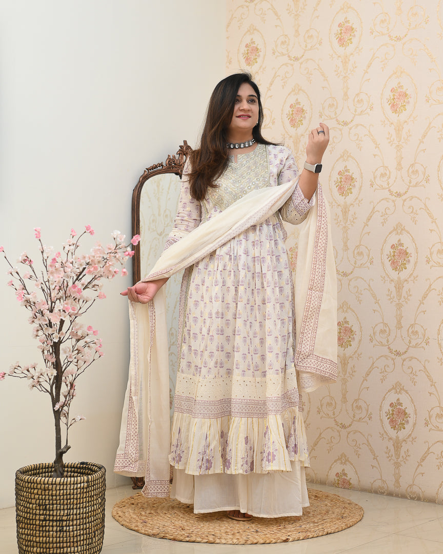 ‘Charvi’ Cotton Embroidered Nyra Divider Set - The Jaipur Studio