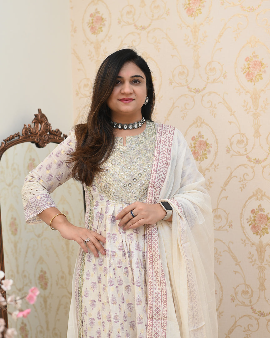 ‘Charvi’ Cotton Embroidered Nyra Divider Set - The Jaipur Studio