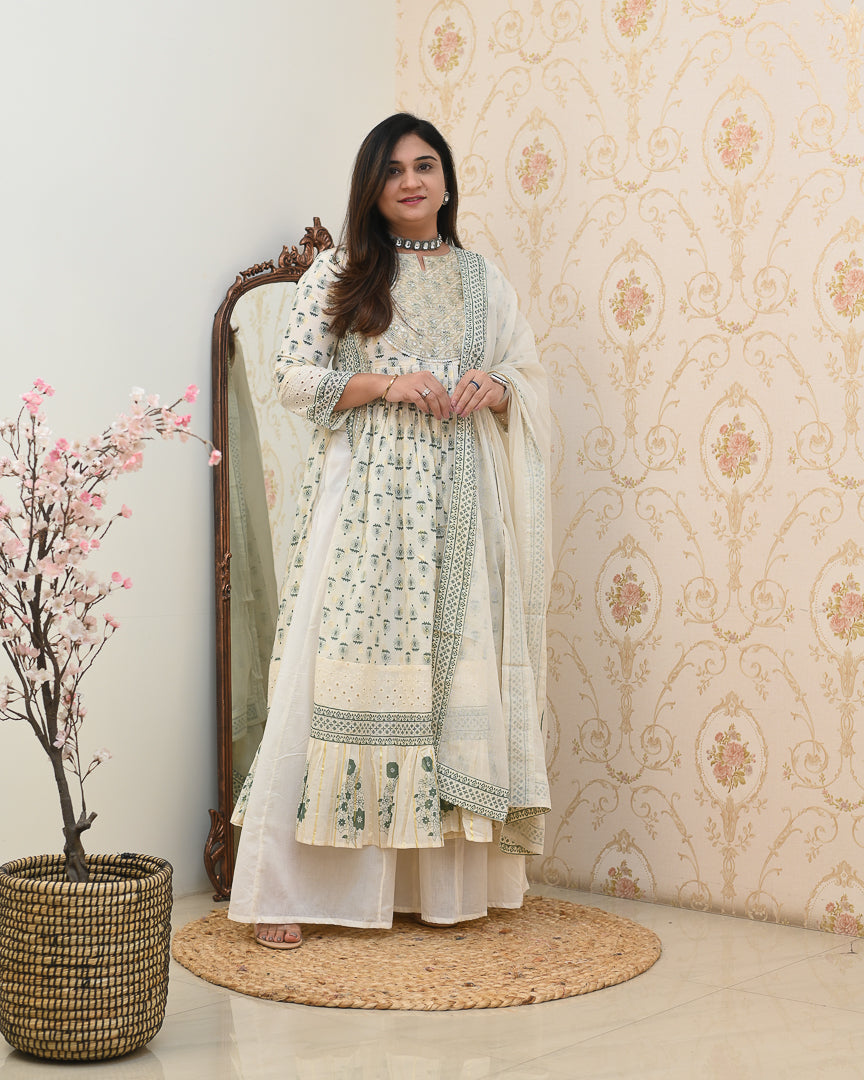 ‘Charvi’ Cotton Embroidered Nyra Divider Set - The Jaipur Studio